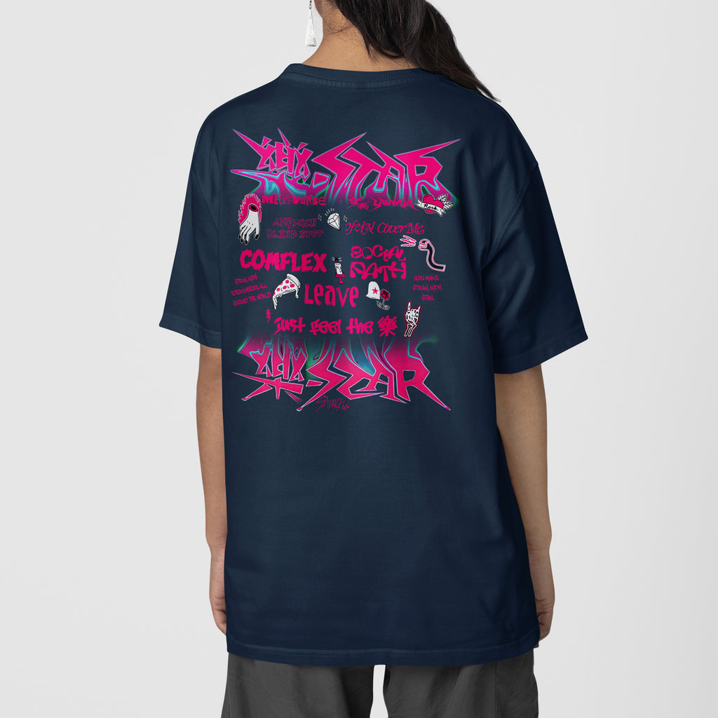 Stray Kids Rockstar T-Shirt - Back view, Y2K kpop concert tee