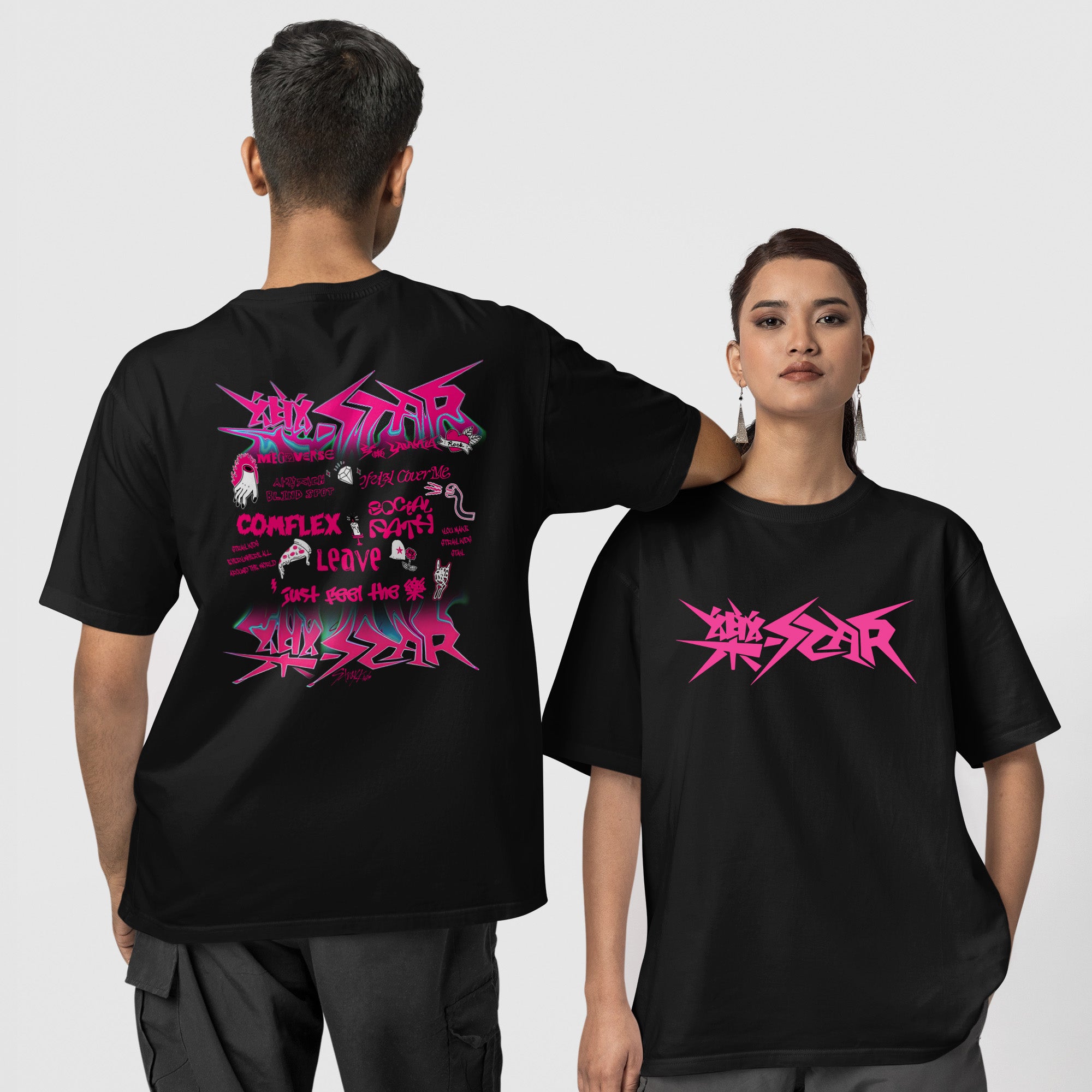 Stray Kids Rockstar T-Shirt - Couple 1 view, Y2K kpop concert tee