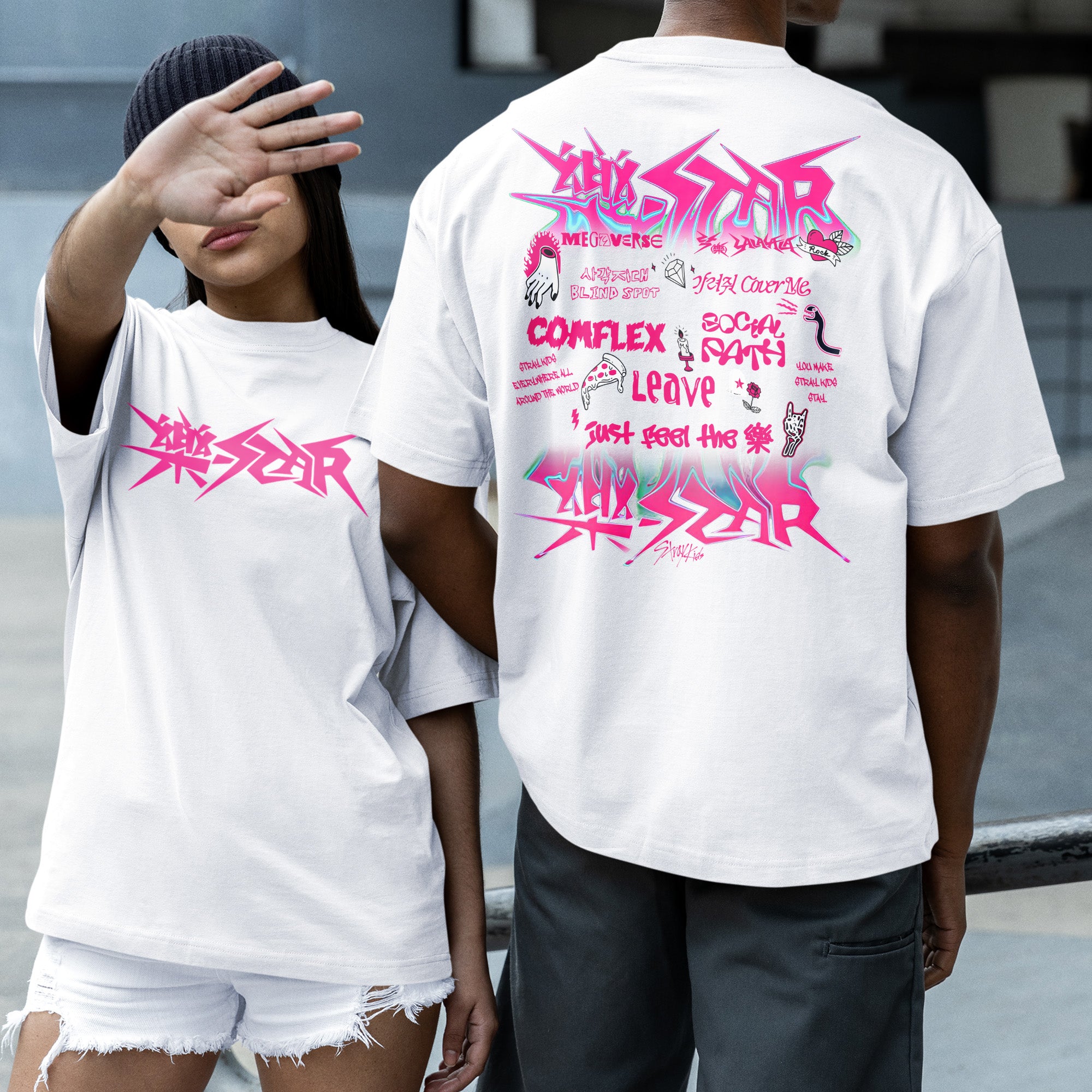 Stray Kids Rockstar T-Shirt - Couple 2 view, Y2K kpop concert tee