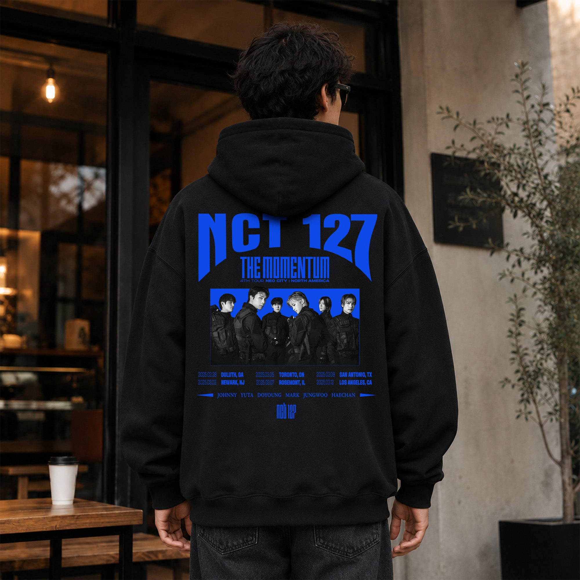 NCT 127 The Momentum 2025 Hoodie - Men Back view, Y2K kpop concert hoodie