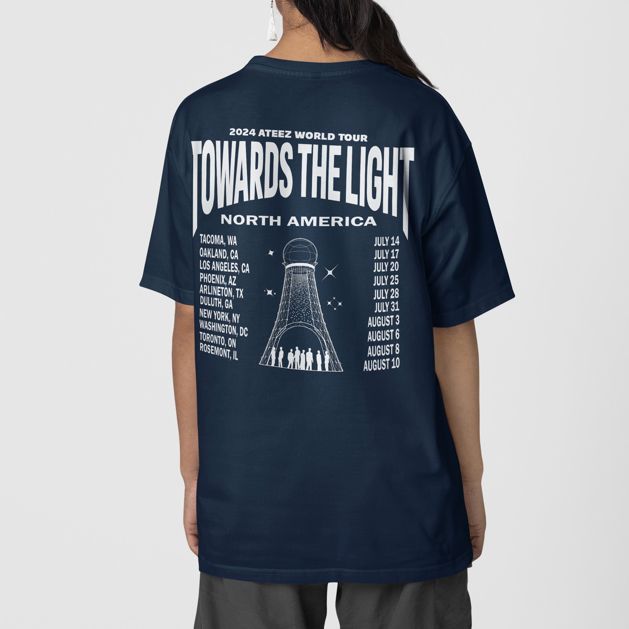 ATEEZ 2024 World Tour North America T-Shirt - Back view, Y2K kpop concert tee