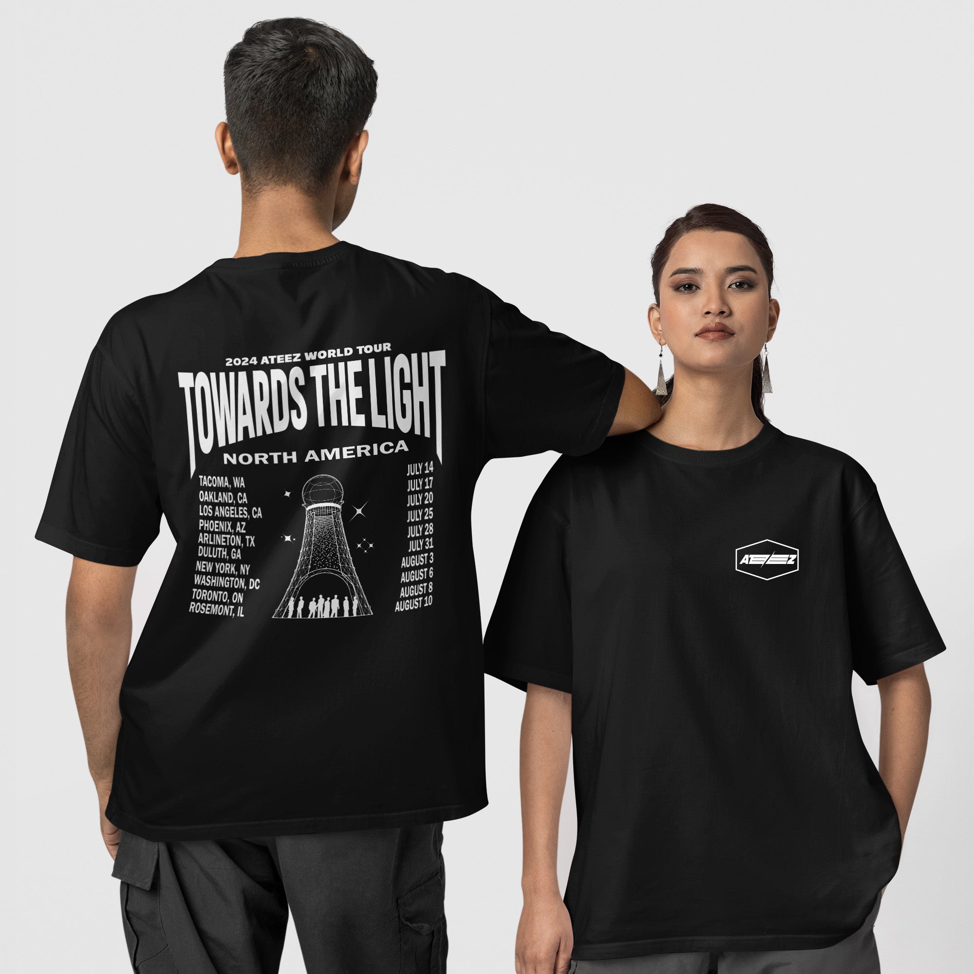 ATEEZ 2024 World Tour North America T-Shirt - Couple 1 view, Y2K kpop concert tee