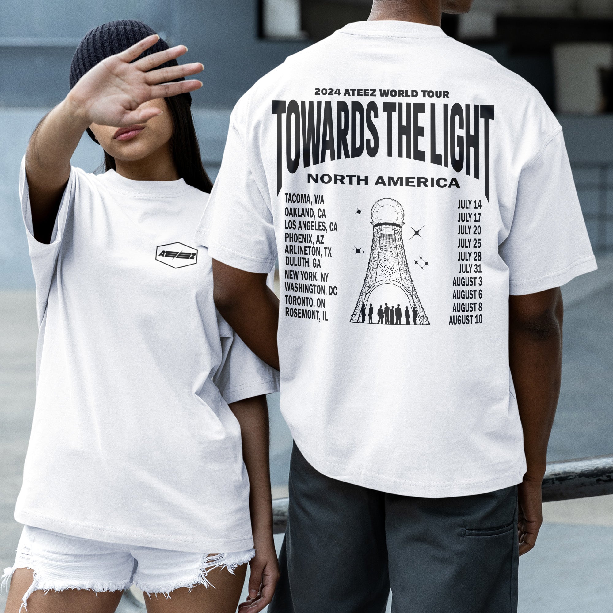 ATEEZ 2024 World Tour North America T-Shirt - Couple 2 view, Y2K kpop concert tee