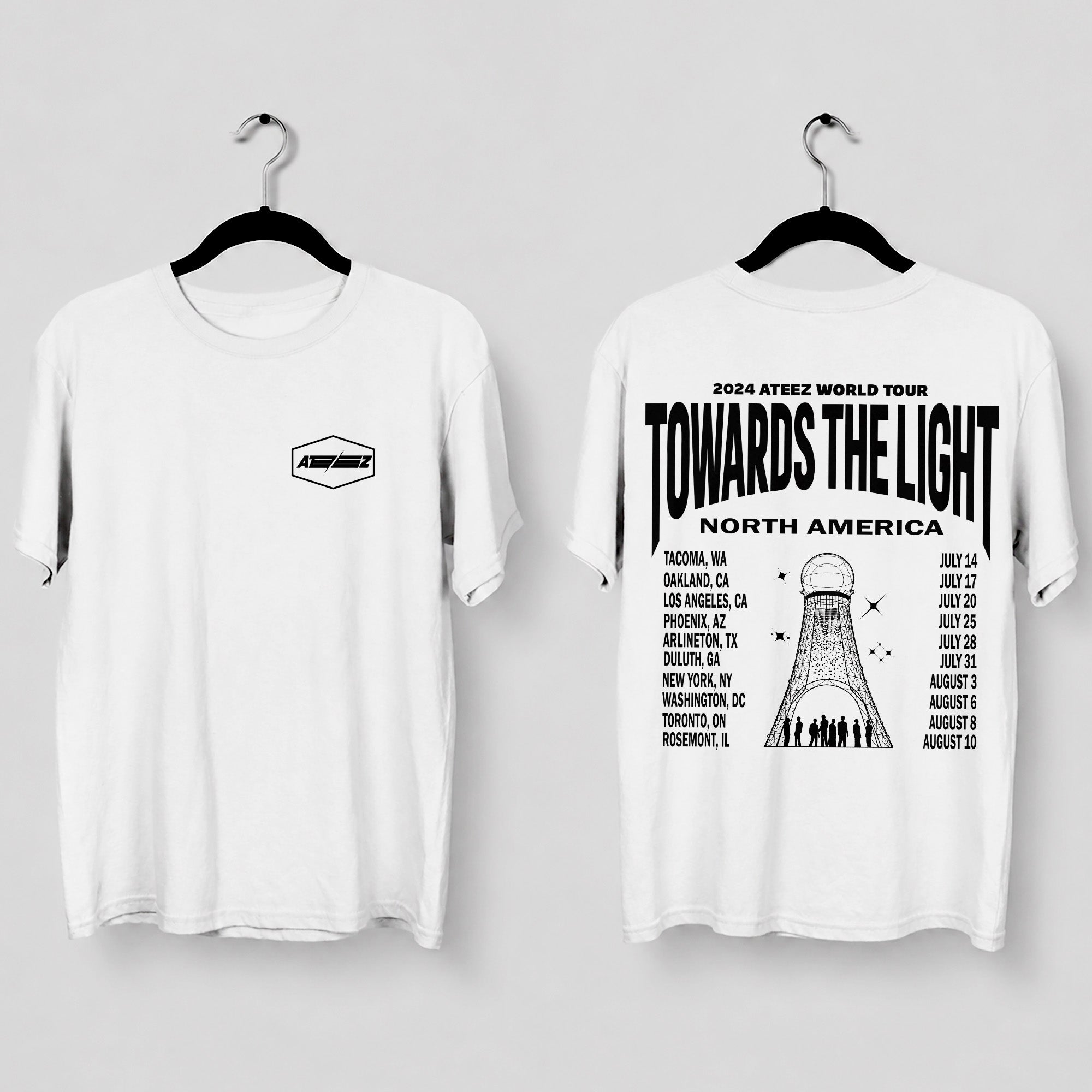 ATEEZ 2024 World Tour North America T-Shirt - Main view, Y2K kpop concert tee