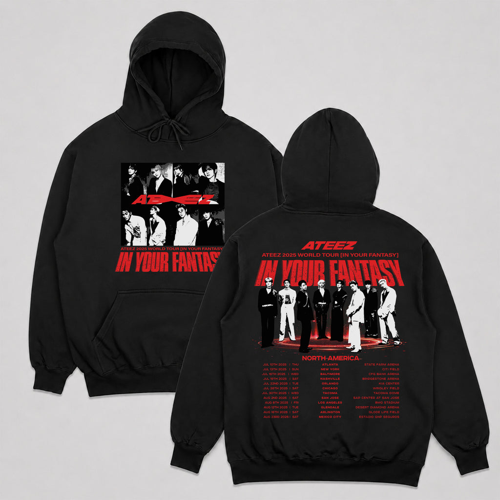 ATEEZ 2025 World Tour In Your Fantasy Hoodie - Main view, Y2K kpop concert hoodie