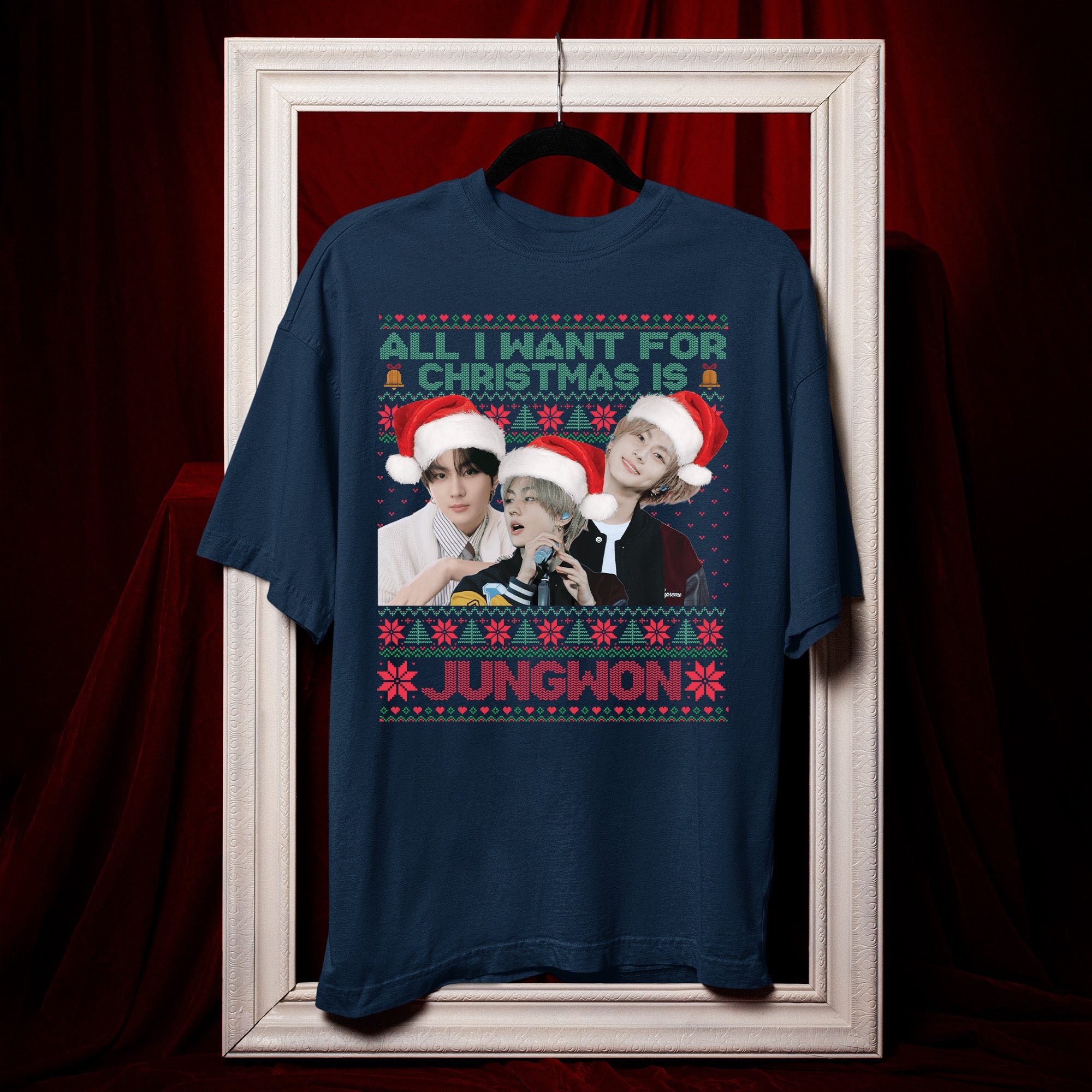ENHYPEN All I Want For Christmas Is Jungwon T-Shirt - Hang view, Y2K kpop concert tee