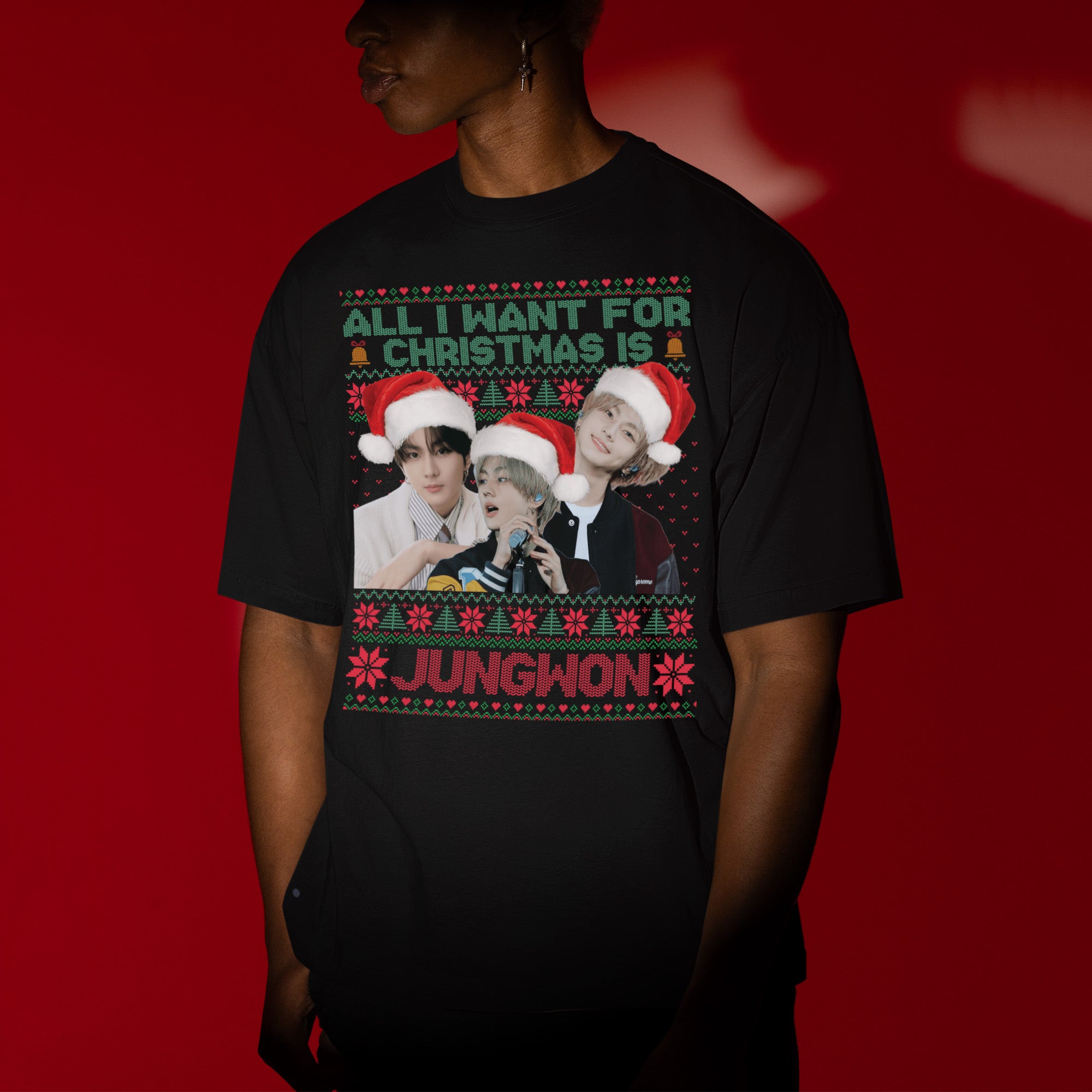 ENHYPEN All I Want For Christmas Is Jungwon T-Shirt - Men view, Y2K kpop concert tee