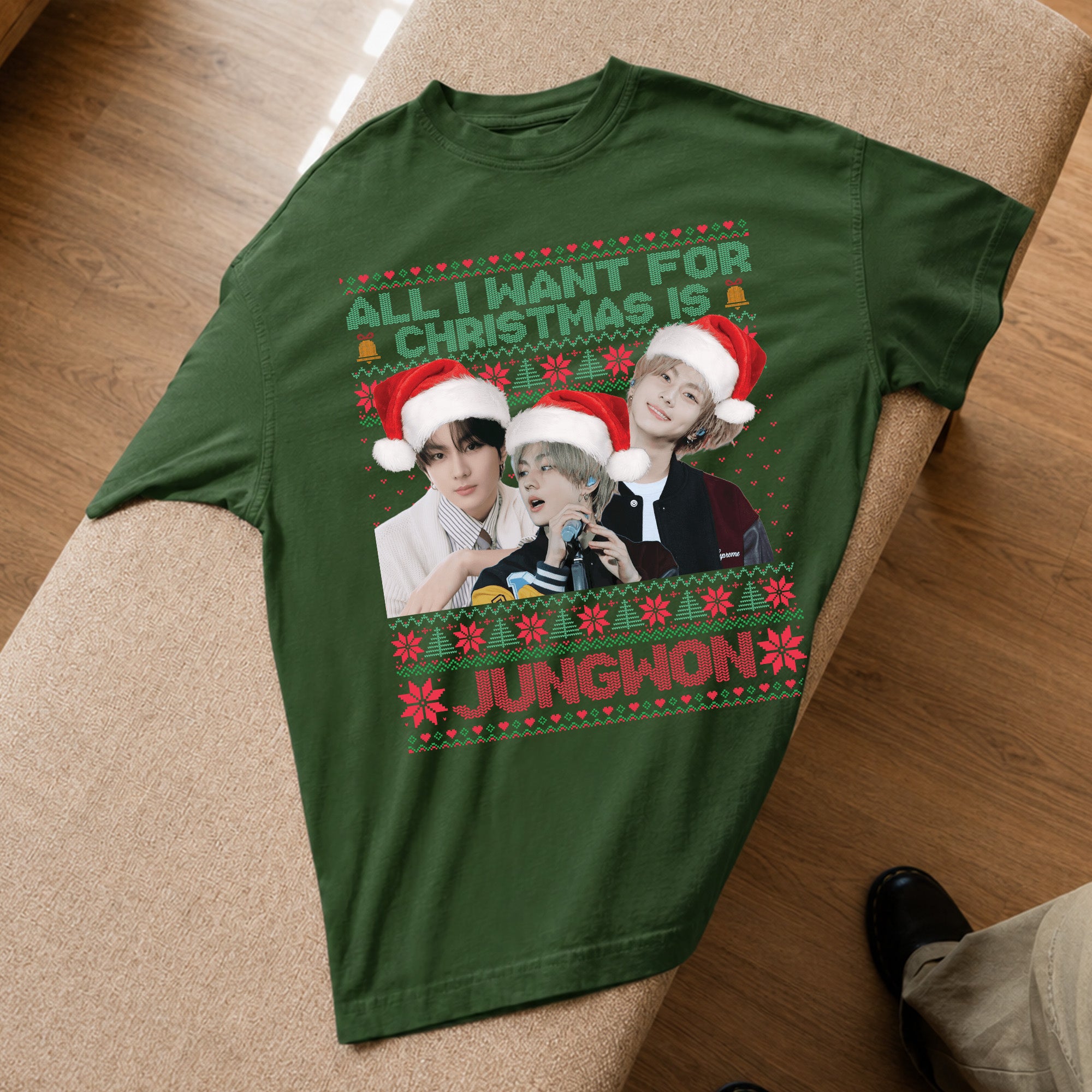 ENHYPEN All I Want For Christmas Is Jungwon T-Shirt - Spread view, Y2K kpop concert tee