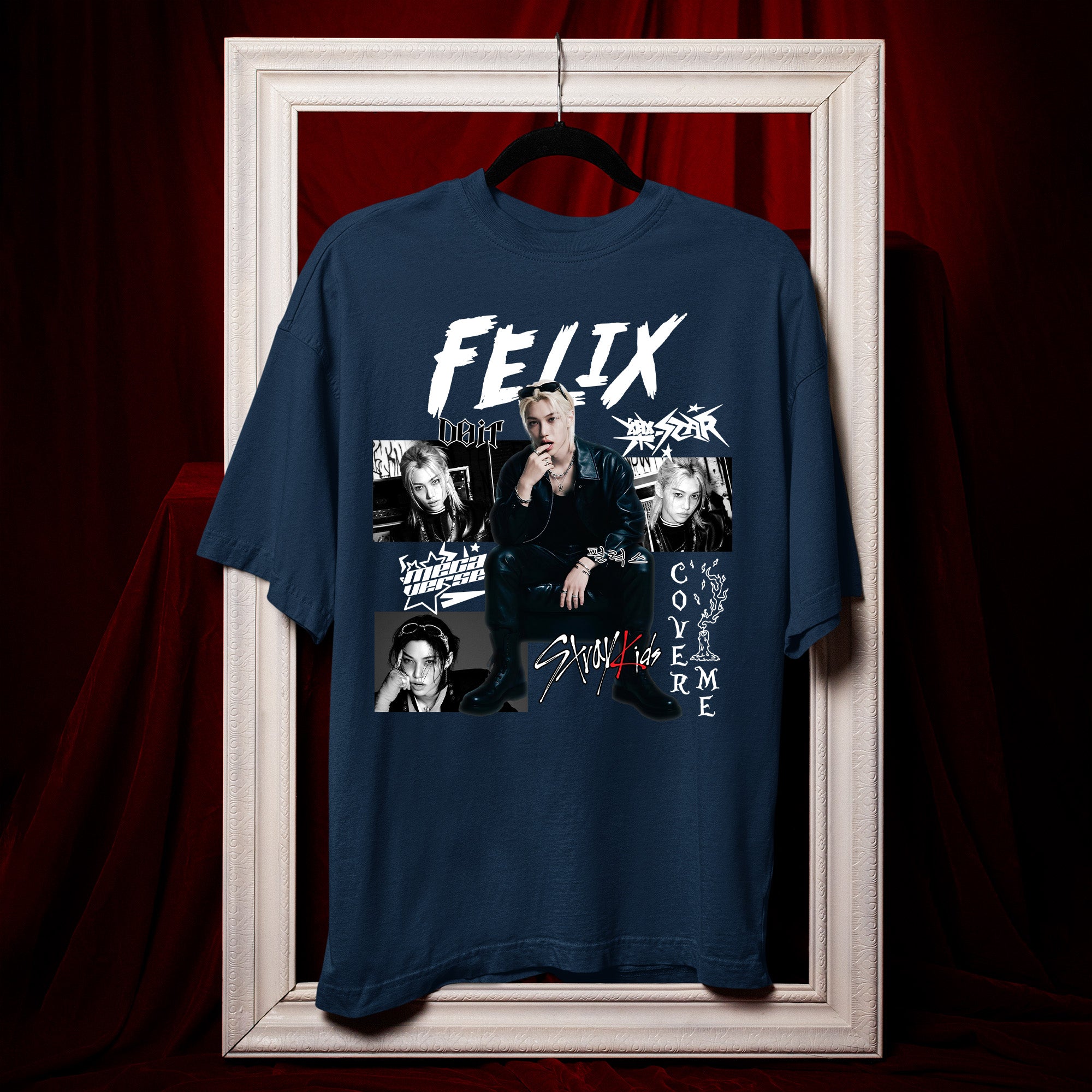 Stray Kids Graphic Felix Style T-Shirt - Hang view, Y2K kpop concert tee