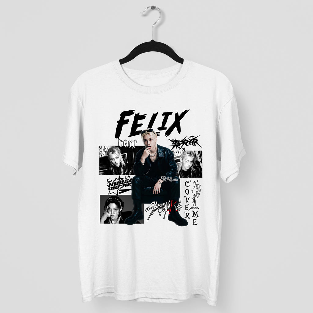 Stray Kids Graphic Felix Style T-Shirt - Main view, Y2K kpop concert tee
