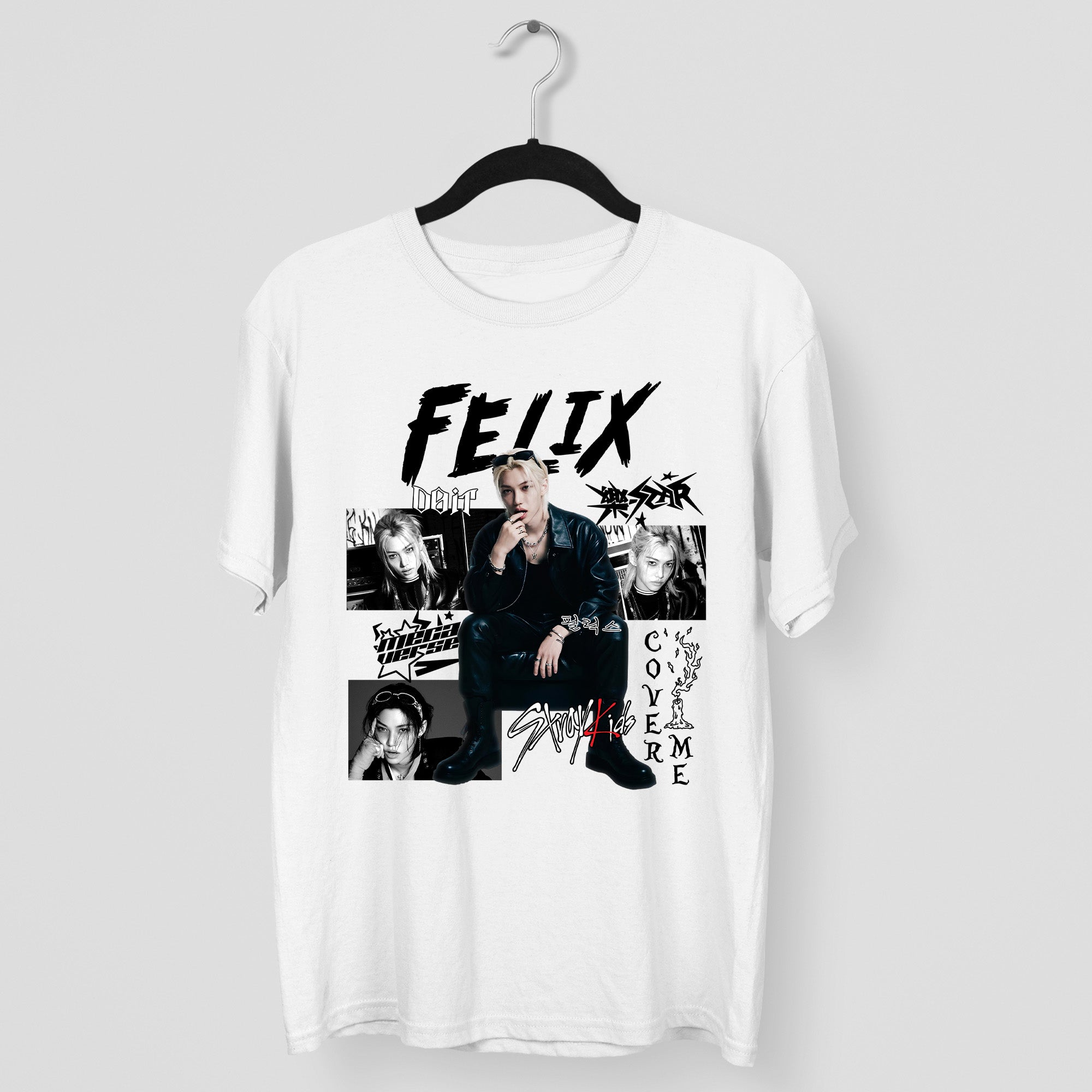 Stray Kids Graphic Felix Style T-Shirt - Main view, Y2K kpop concert tee