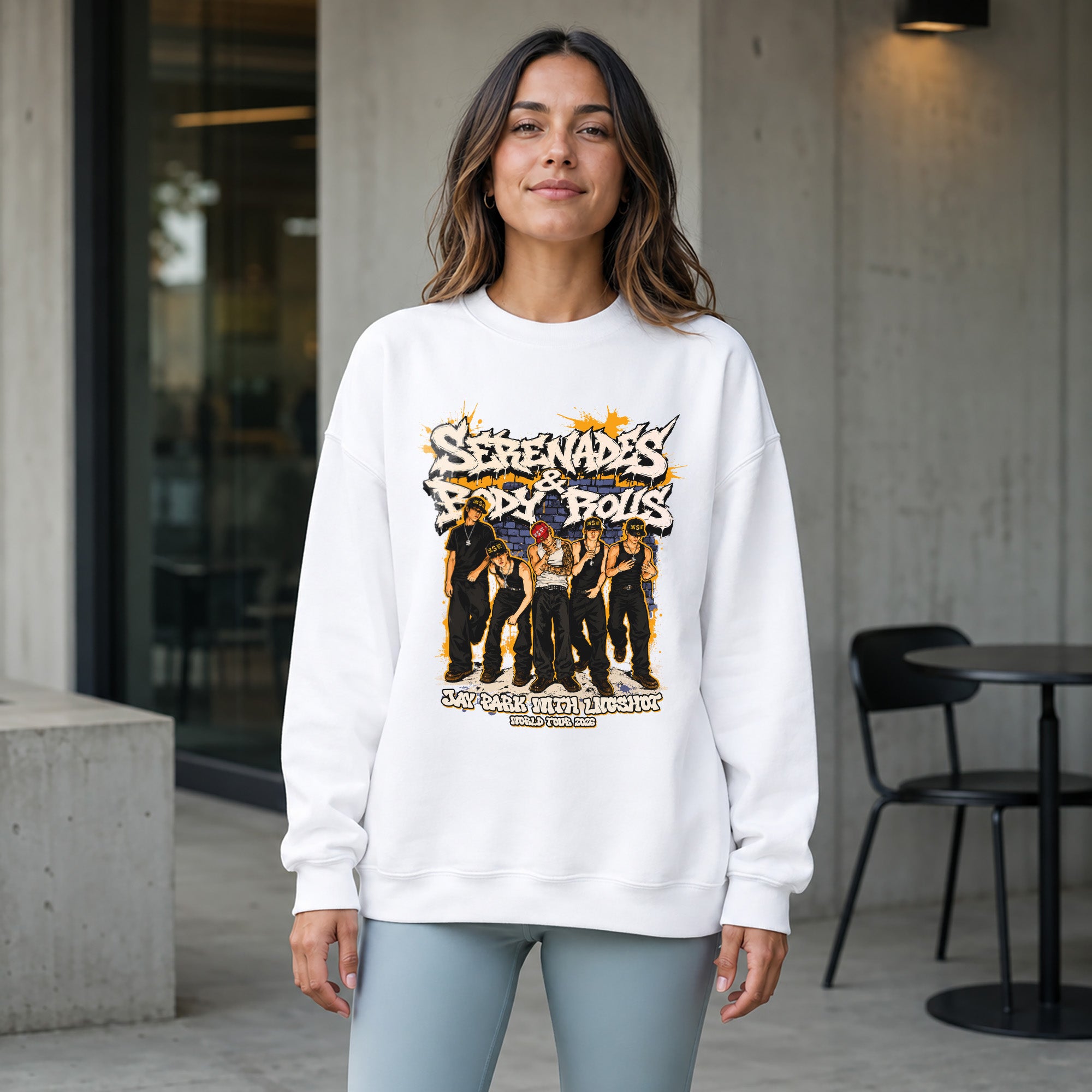 Jay Park Graphic LNGSHOT Concert 2026 Sweatshirt - Women view, Y2K kpop concert sweatshirt