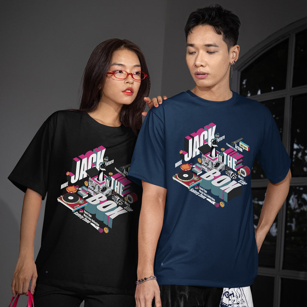 BTS J-Hope Jack In The Box T-Shirt - Couple view, Y2K kpop concert tee