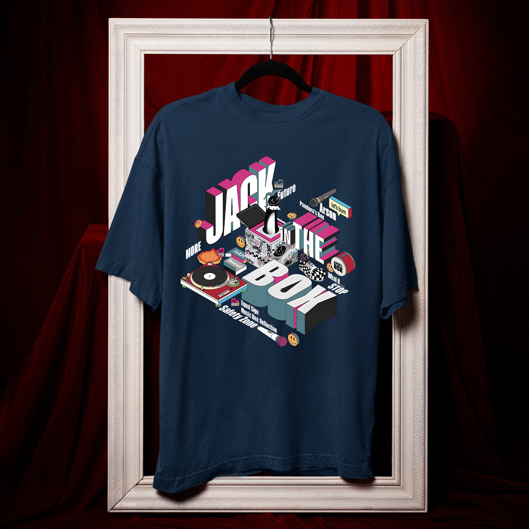 BTS J-Hope Jack In The Box T-Shirt - Hang view, Y2K kpop concert tee