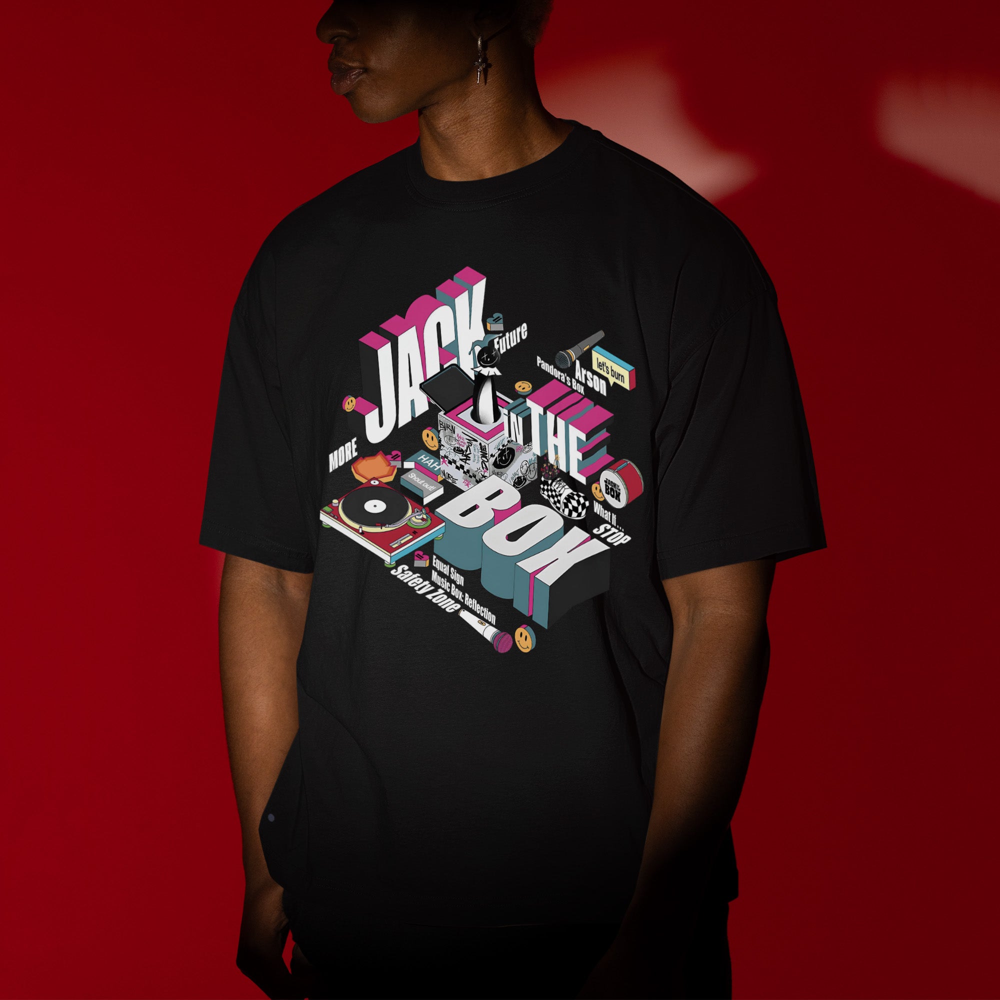 BTS J-Hope Jack In The Box T-Shirt - Men view, Y2K kpop concert tee