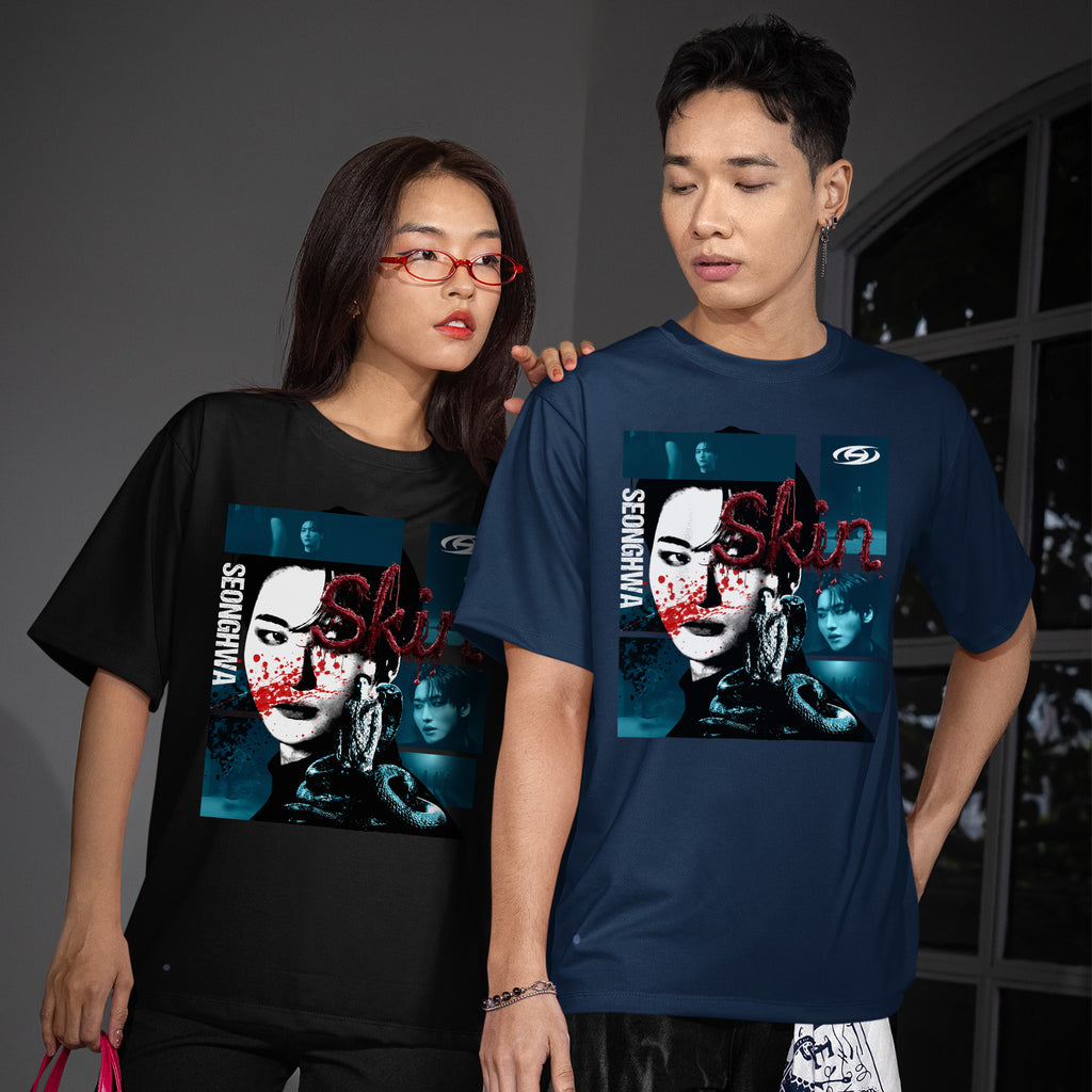 ATEEZ Seonghwa Skin Solo T-Shirt - Couple view, Y2K kpop concert tee