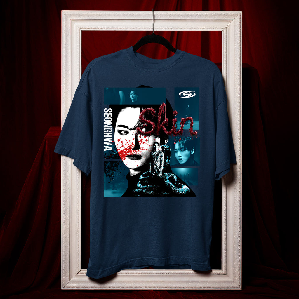 ATEEZ Seonghwa Skin Solo T-Shirt - Hang view, Y2K kpop concert tee