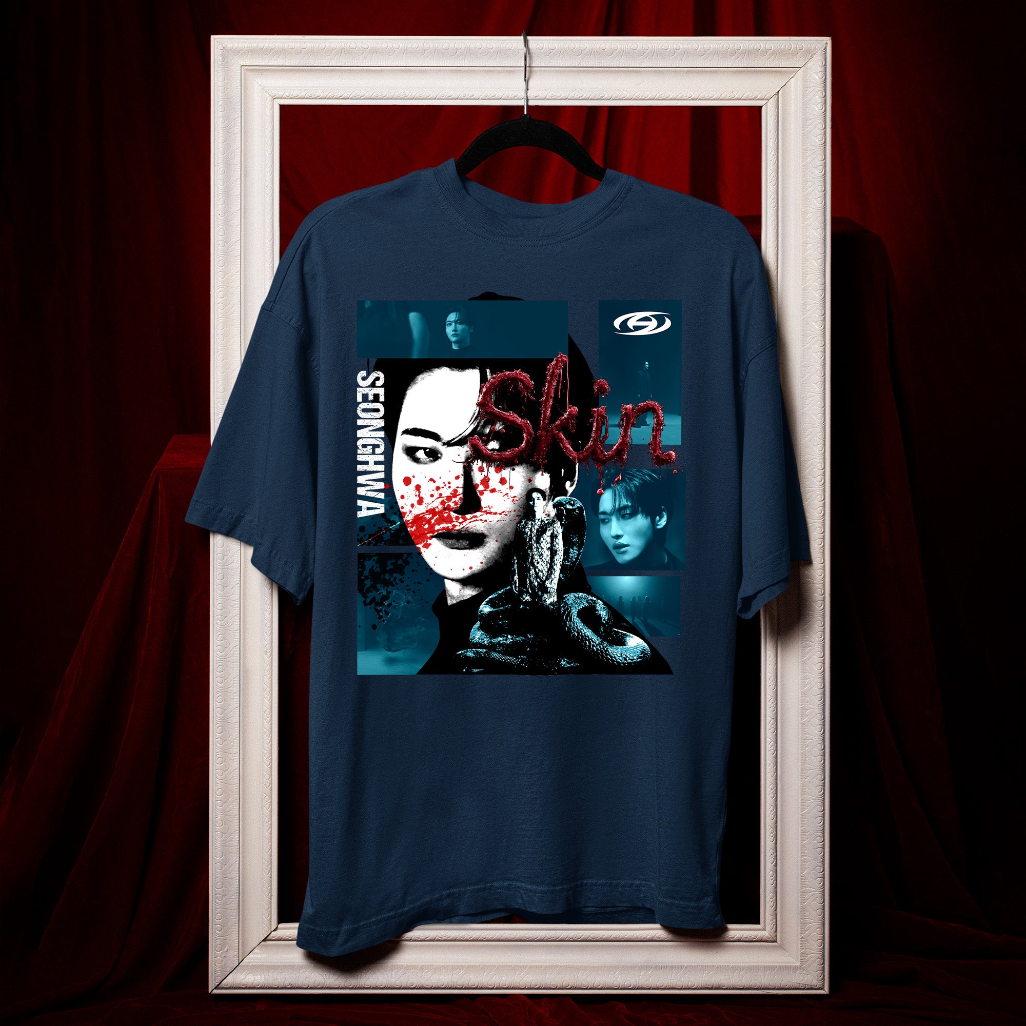 ATEEZ Seonghwa Skin Solo T-Shirt - Hang view, Y2K kpop concert tee