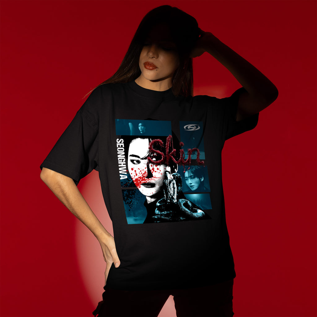 ATEEZ Seonghwa Skin Solo T-Shirt - Women view, Y2K kpop concert tee