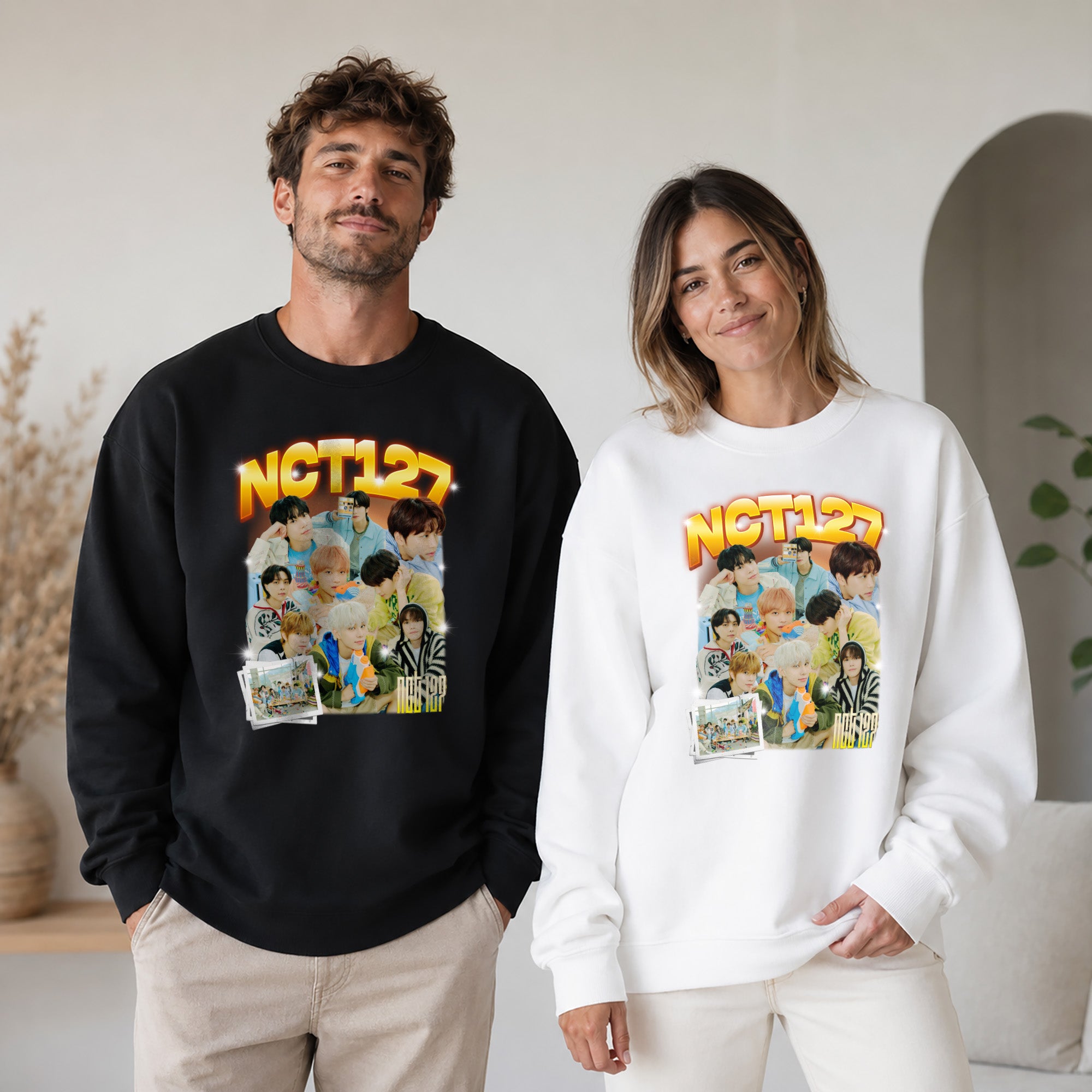 NCT 127 Member Sweatshirt - Couple view, Y2K kpop concert sweatshirt