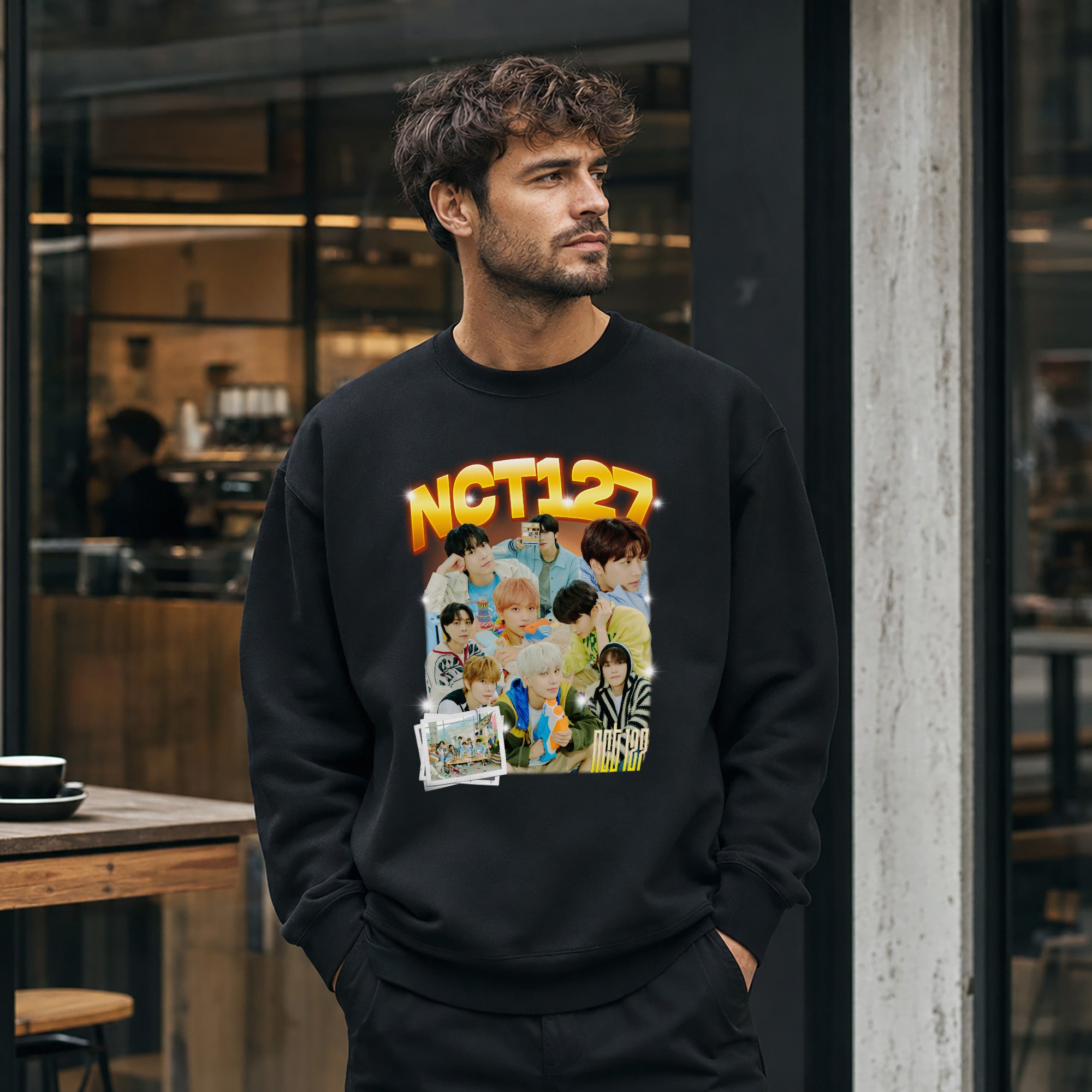 NCT 127 Member Sweatshirt - Men view, Y2K kpop concert sweatshirt