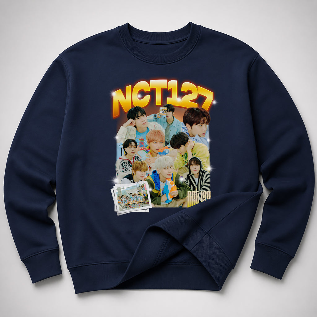 NCT 127 Member Sweatshirt - Spread view, Y2K kpop concert sweatshirt