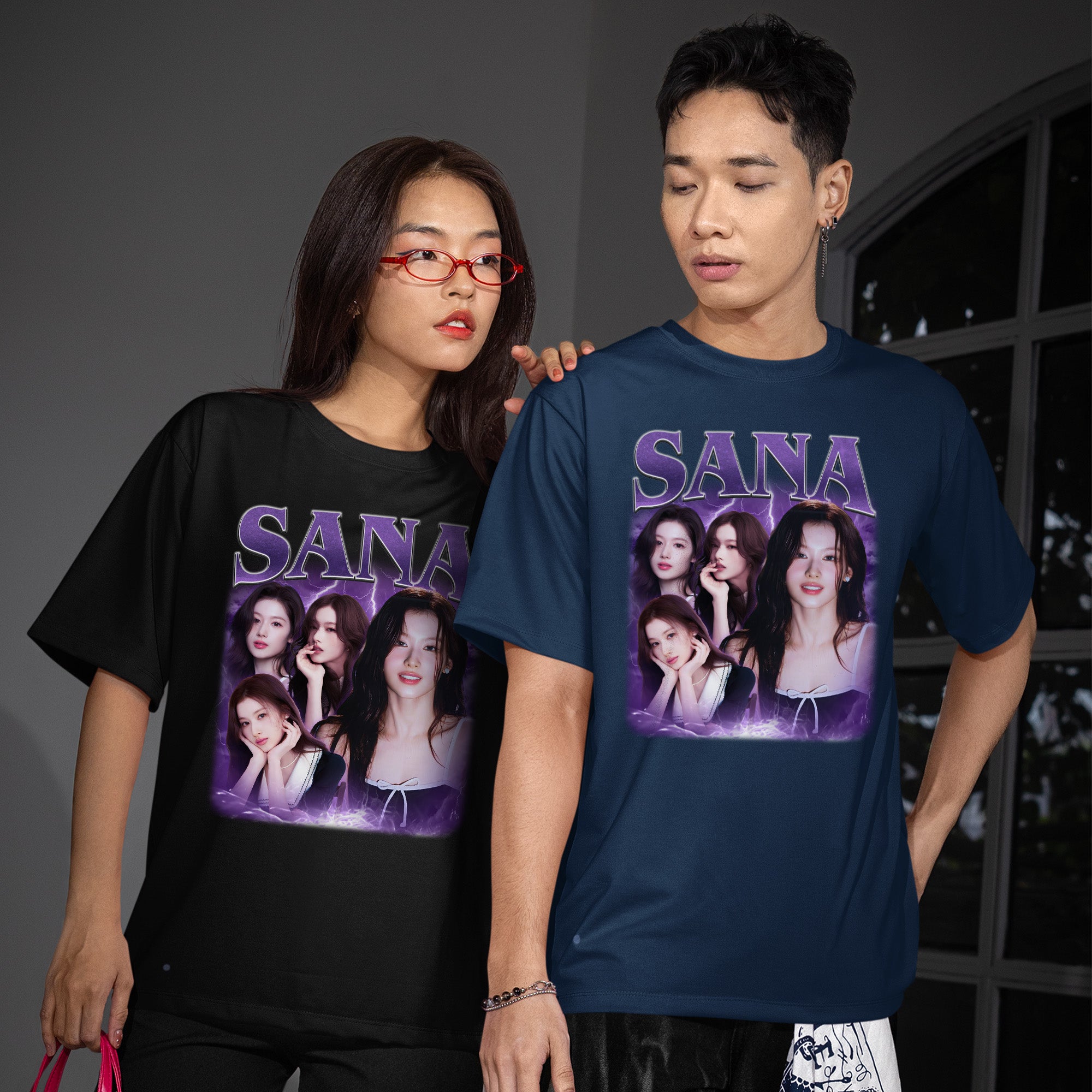 TWICE Sana T-Shirt - Couple view, Y2K kpop concert tee