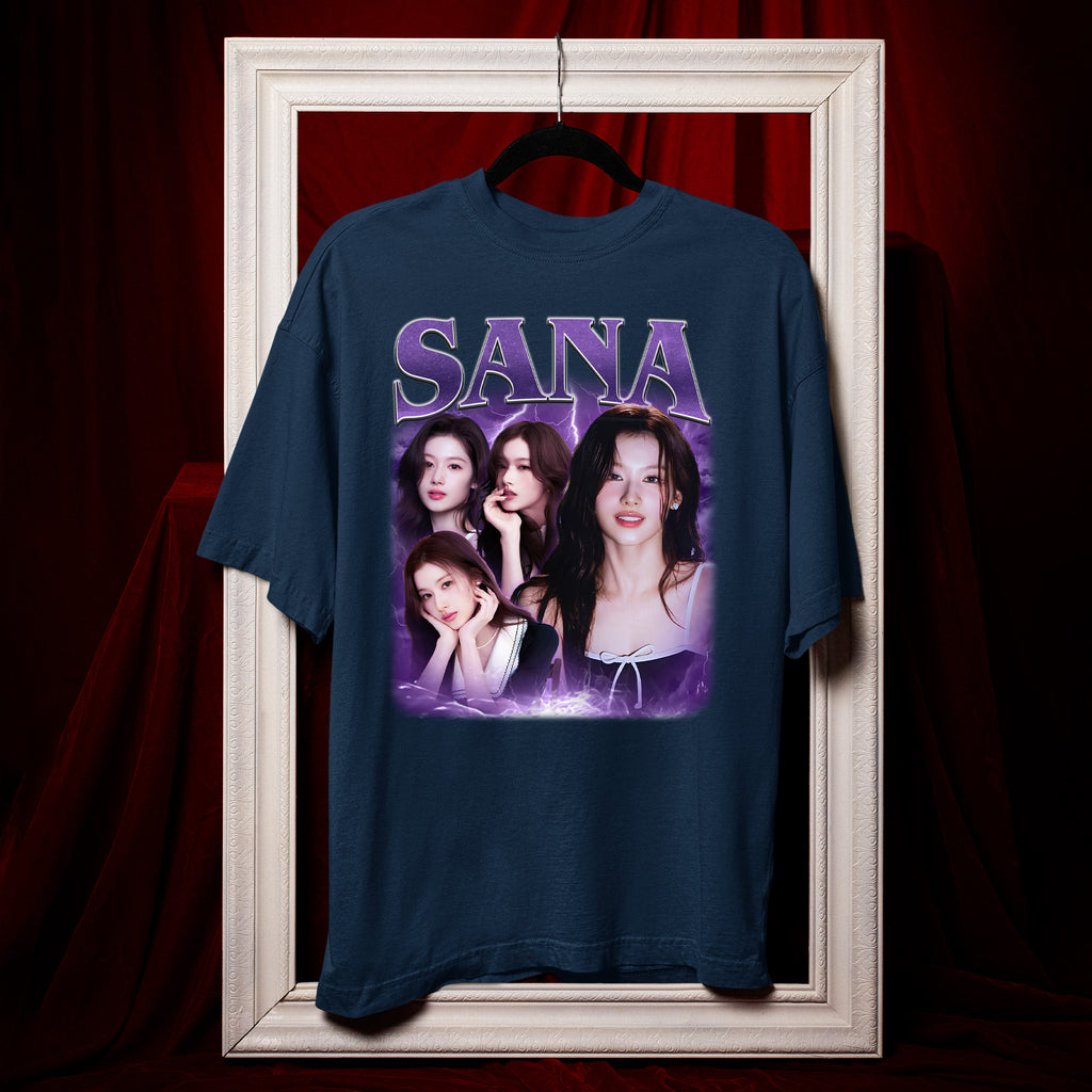TWICE Sana T-Shirt - Hang view, Y2K kpop concert tee