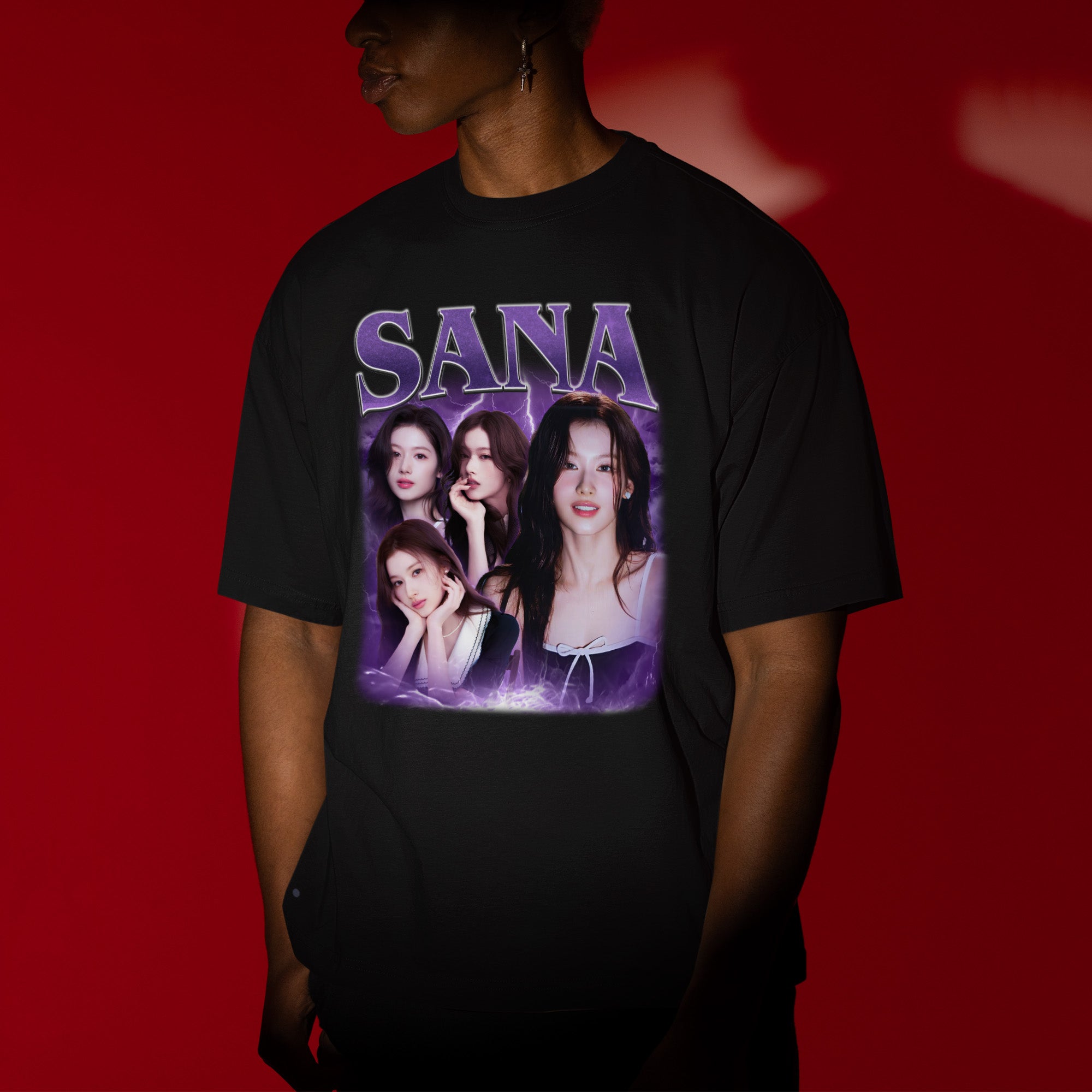 TWICE Sana T-Shirt - Men view, Y2K kpop concert tee