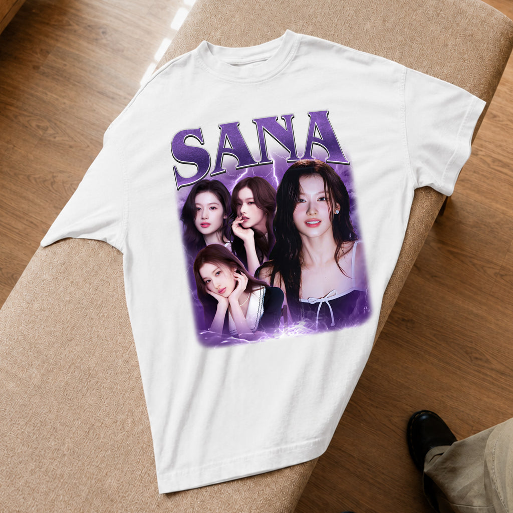 TWICE Sana T-Shirt - Spread view, Y2K kpop concert tee