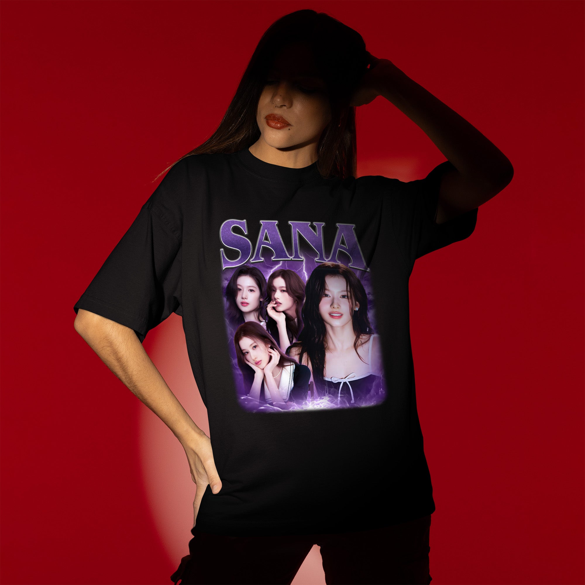 TWICE Sana T-Shirt - Women view, Y2K kpop concert tee