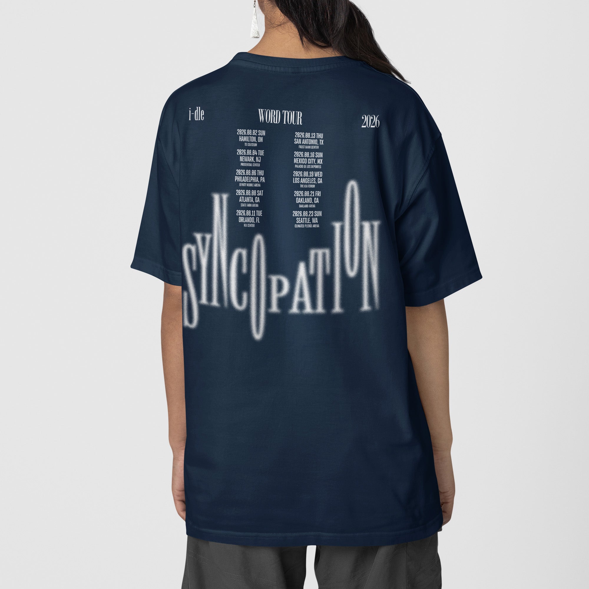 (G)I-DLE World Tour 2026 T-Shirt - Back view, Y2K kpop concert tee