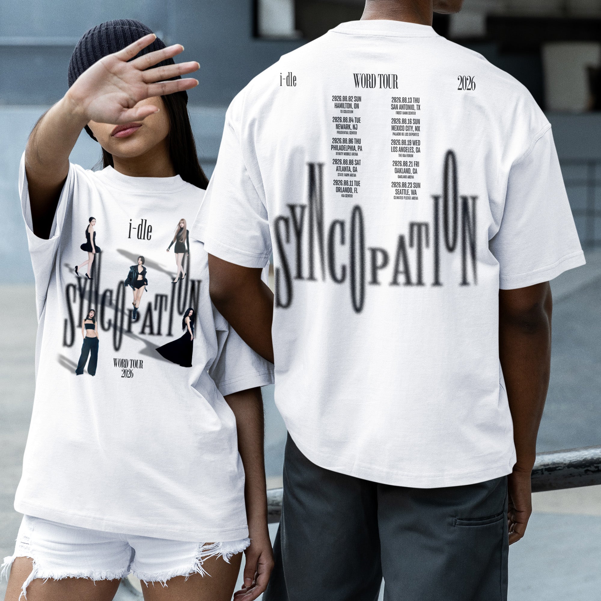 (G)I-DLE World Tour 2026 T-Shirt - Couple 2 view, Y2K kpop concert tee