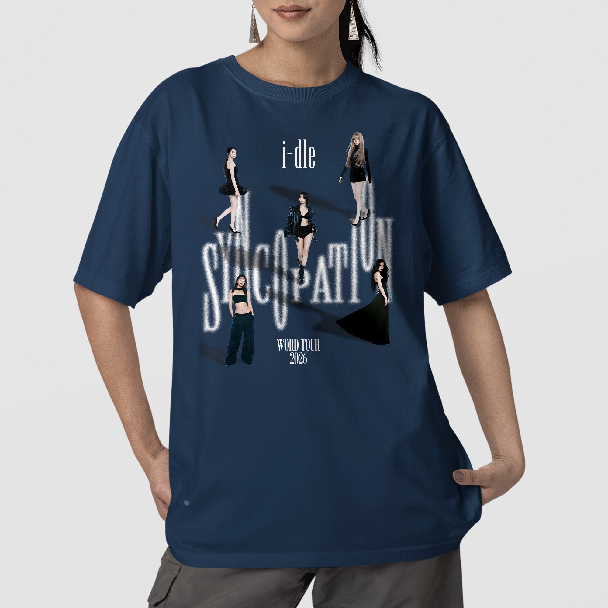 (G)I-DLE World Tour 2026 T-Shirt - Front view, Y2K kpop concert tee