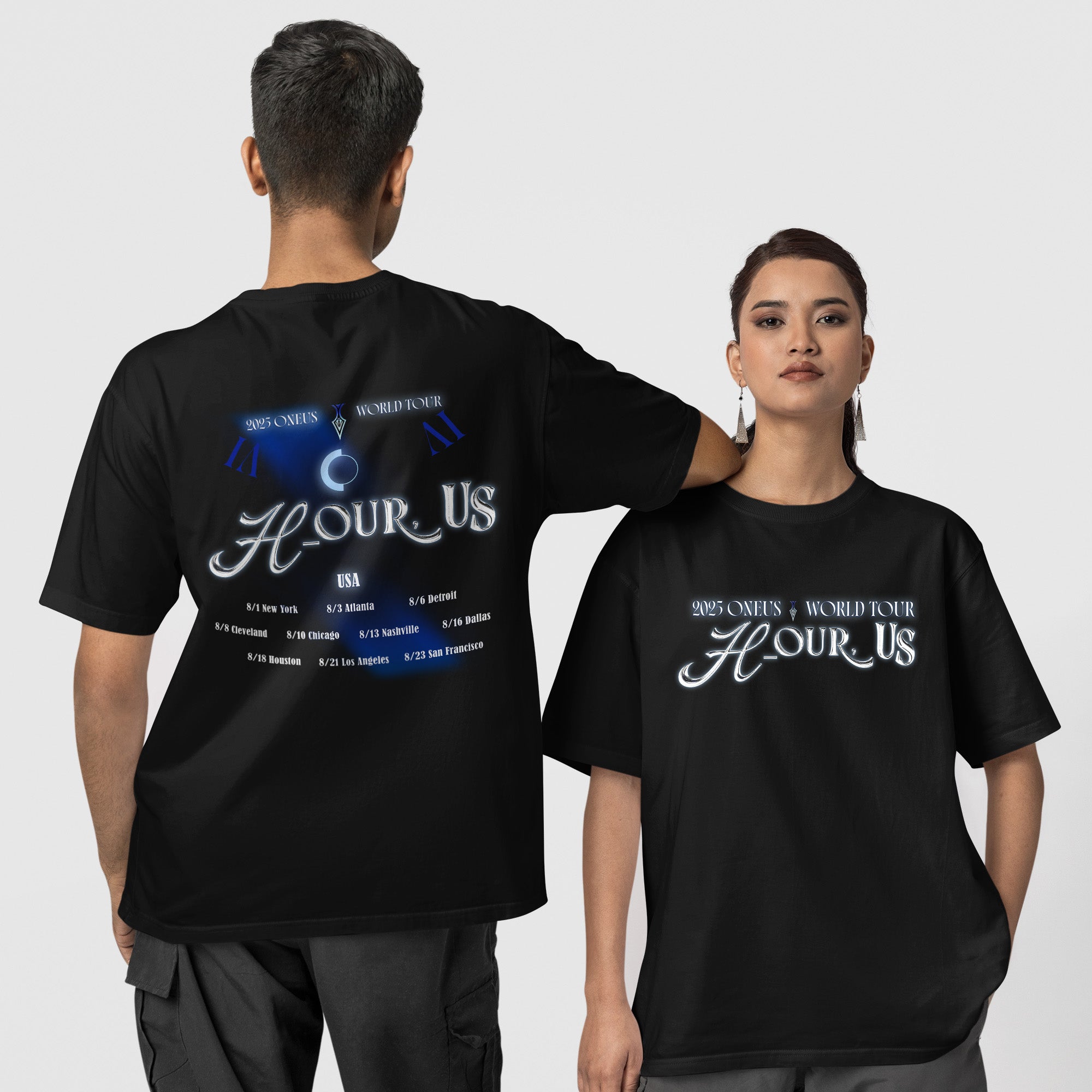 ONEUS 2025 World Tour Hour Us T-Shirt - Couple 1 view, Y2K kpop concert tee