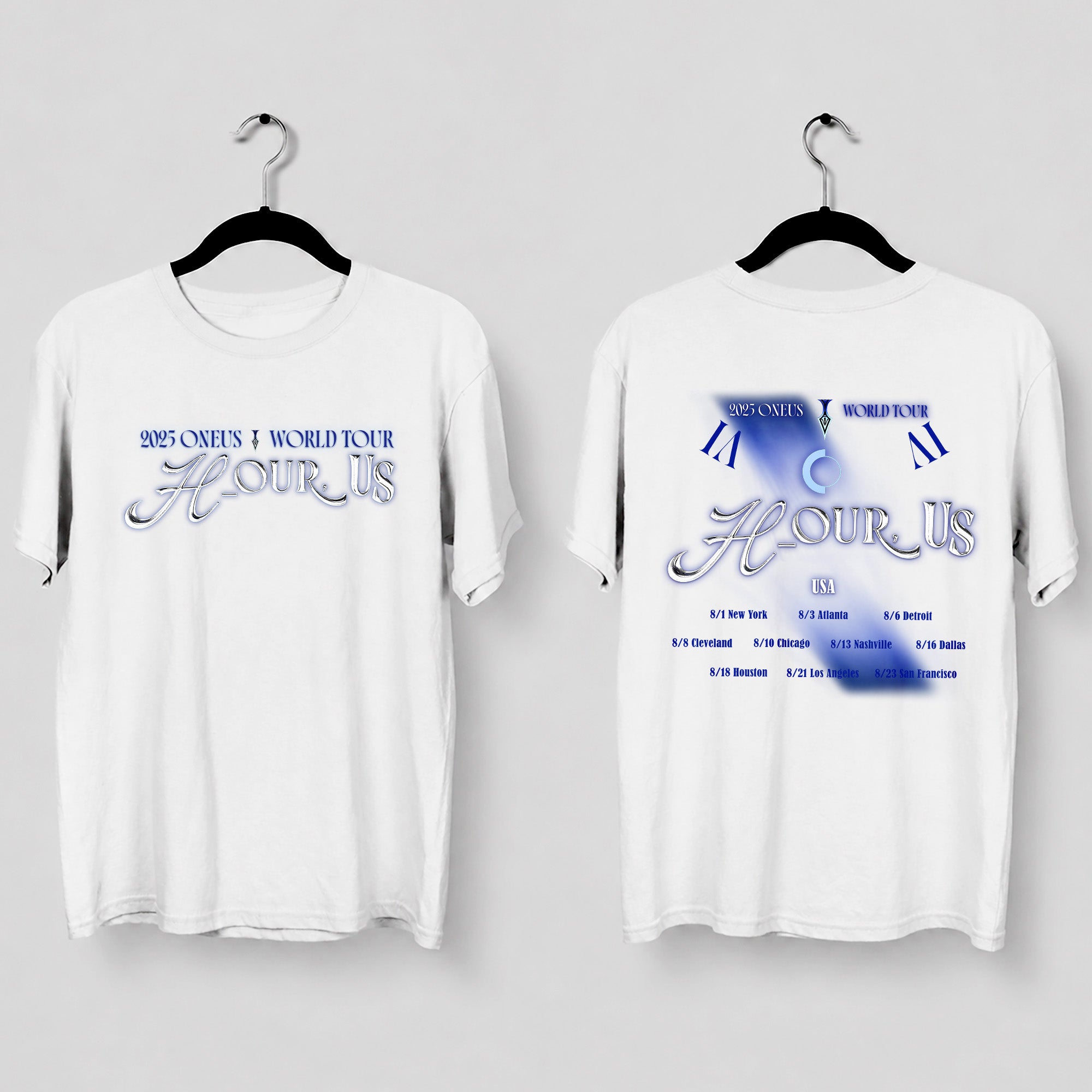 ONEUS 2025 World Tour Hour Us T-Shirt - Main view, Y2K kpop concert tee