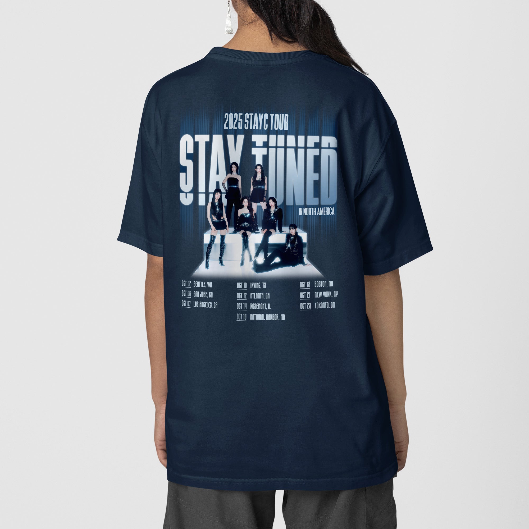 STAYC 2025 Tour Stay Tuned T-Shirt - Back view, Y2K kpop concert tee