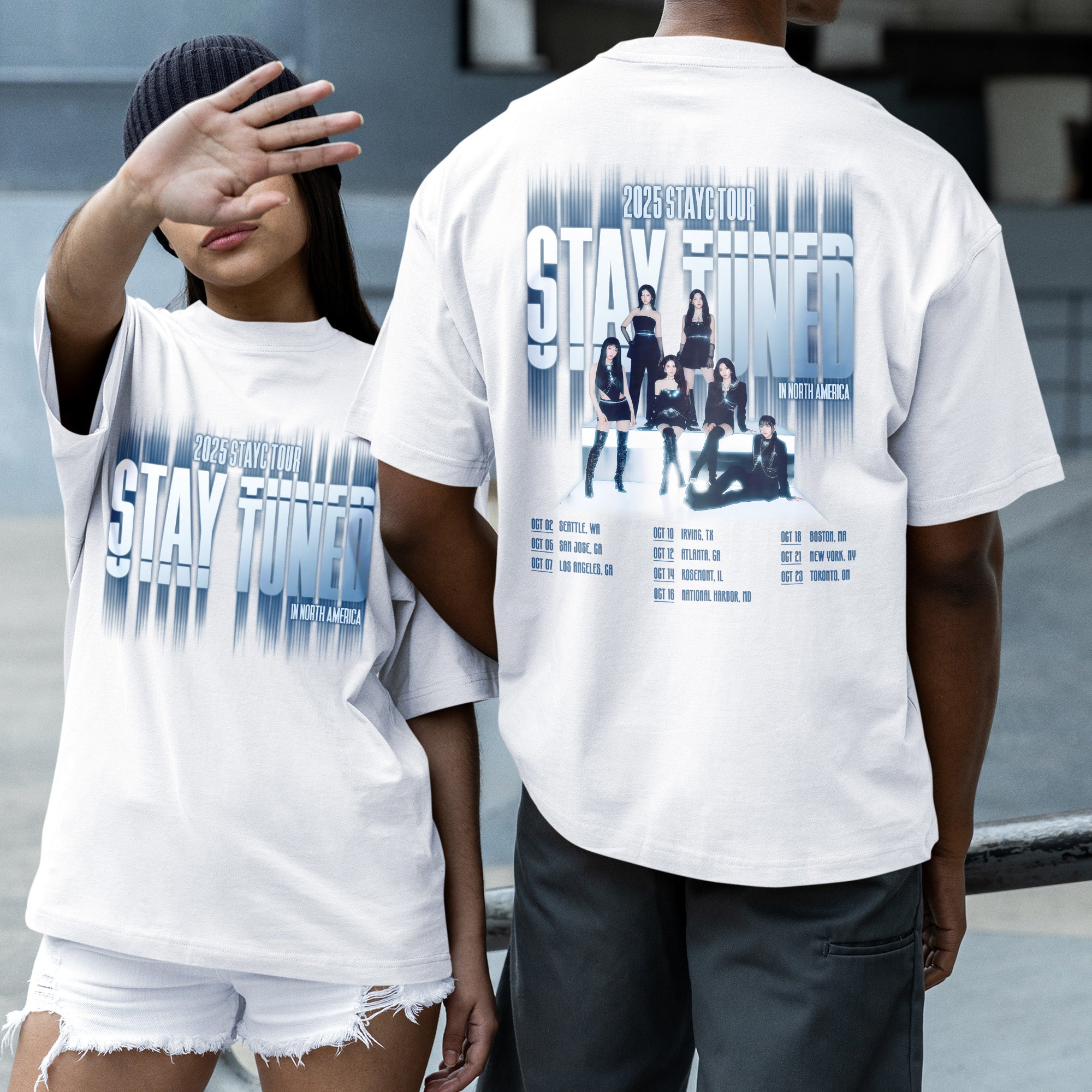 STAYC 2025 Tour Stay Tuned T-Shirt - Couple 2 view, Y2K kpop concert tee