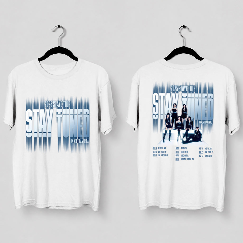 STAYC 2025 Tour Stay Tuned T-Shirt - Main view, Y2K kpop concert tee