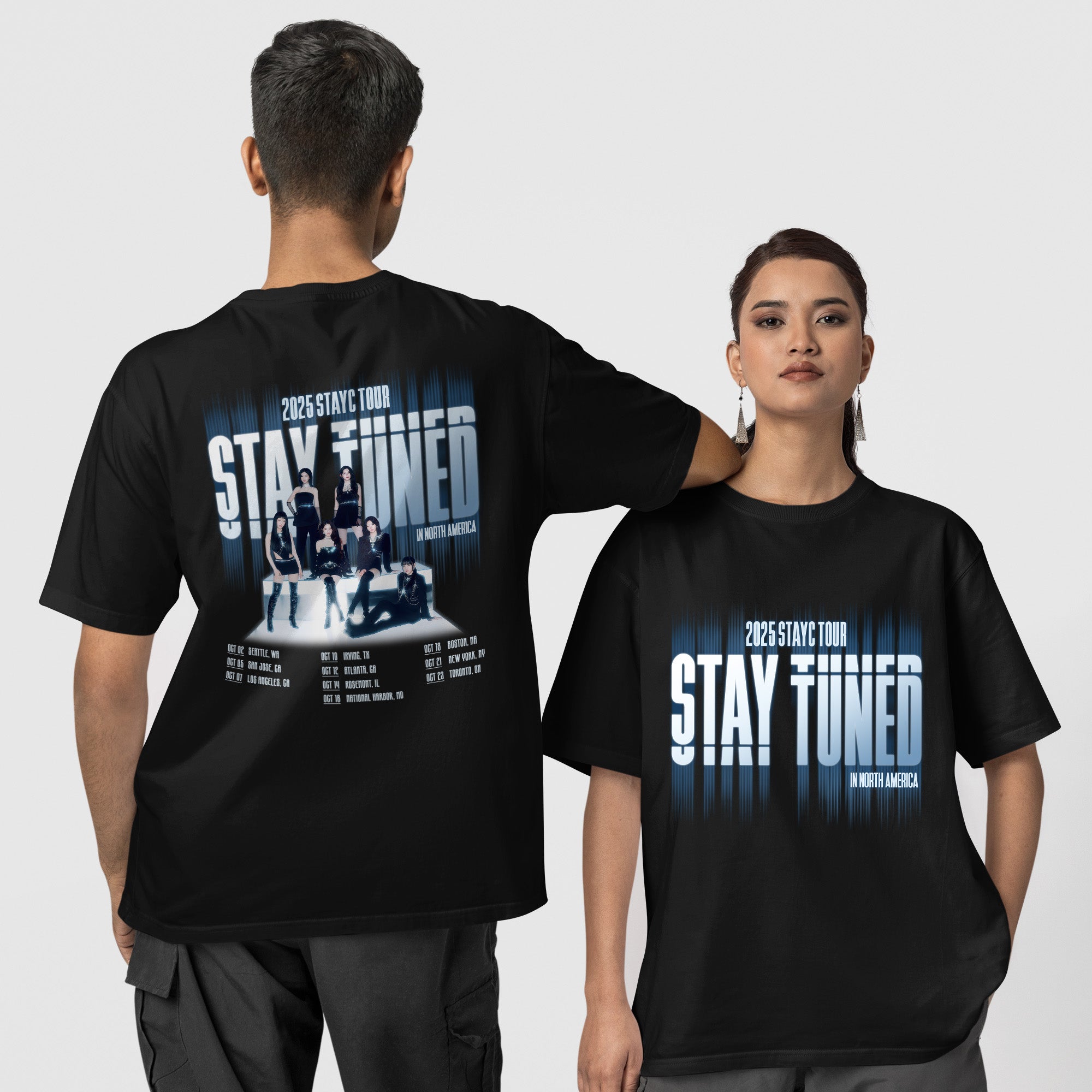 STAYC 2025 Tour Stay Tuned T-Shirt - Couple 1 view, Y2K kpop concert tee