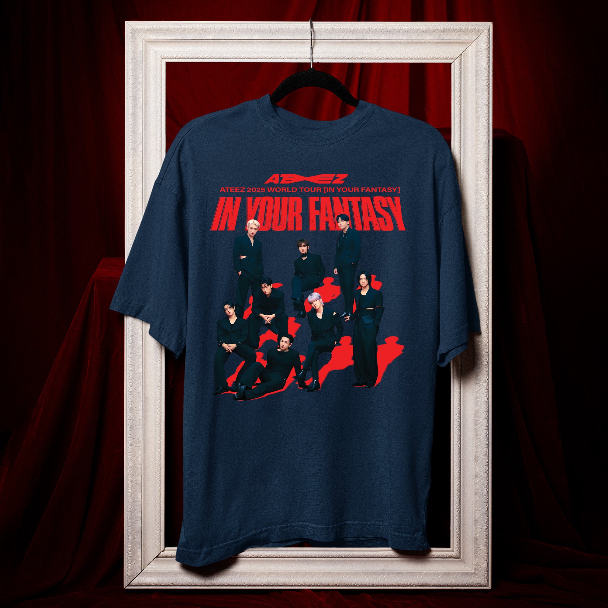 ATEEZ 2025 World Tour In Your Fantasy T-Shirt - Hang view, Y2K kpop concert tee