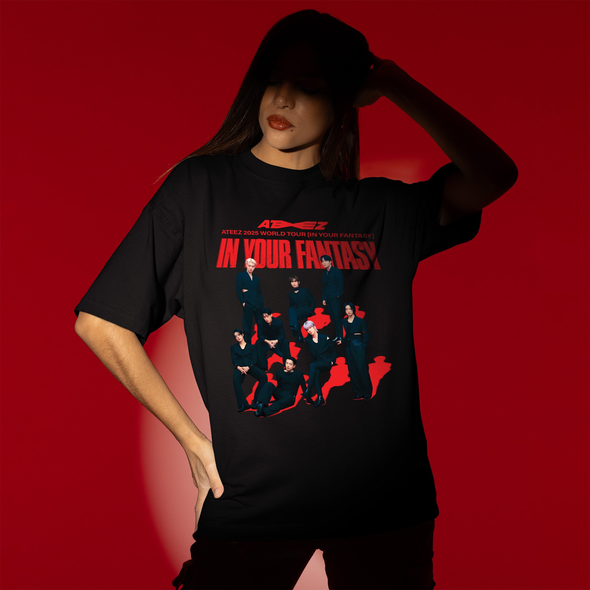 ATEEZ 2025 World Tour In Your Fantasy T-Shirt - Women view, Y2K kpop concert tee