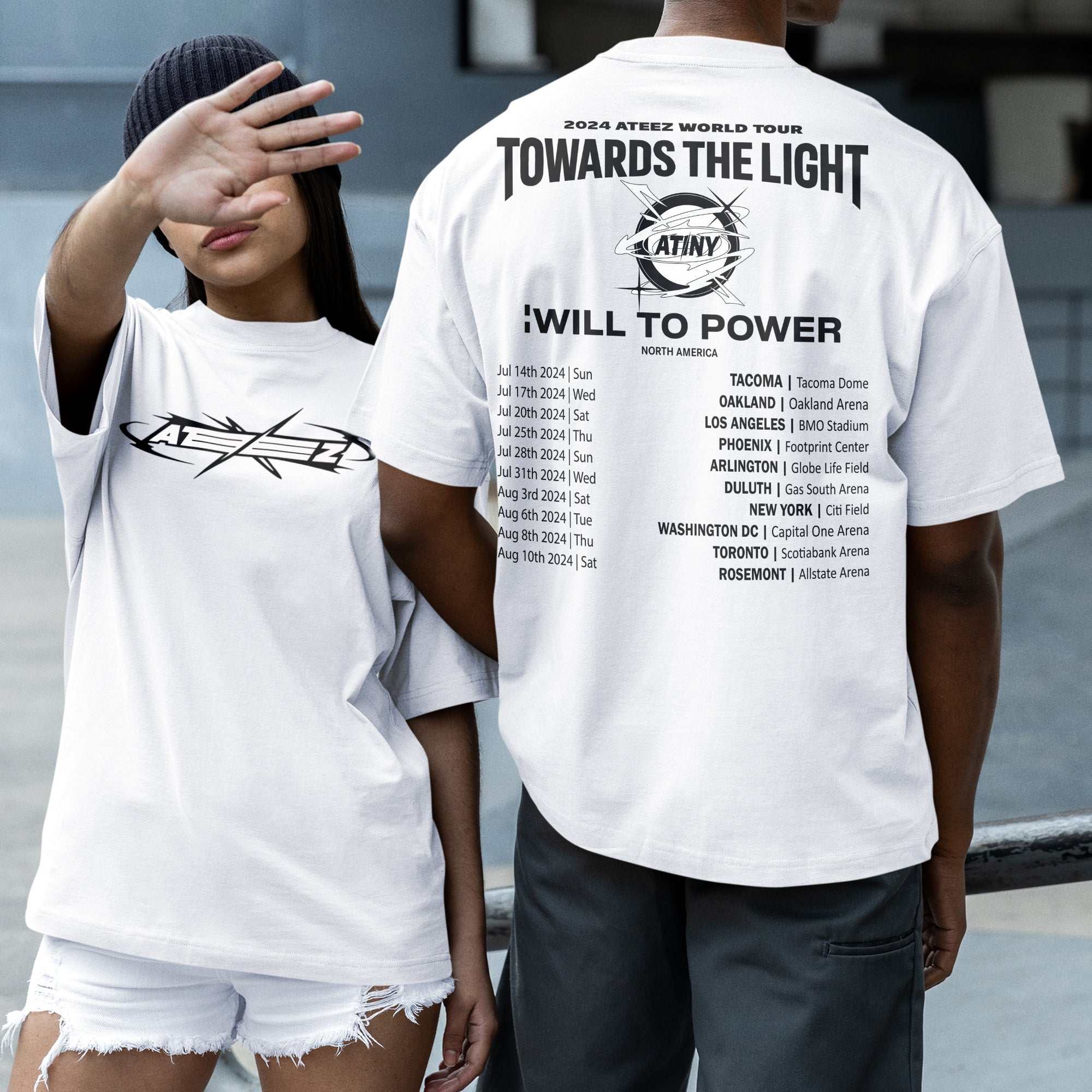 ATEEZ World Tour Towards The Light North America 2024 T-Shirt - Couple 2 view, Y2K kpop concert tee