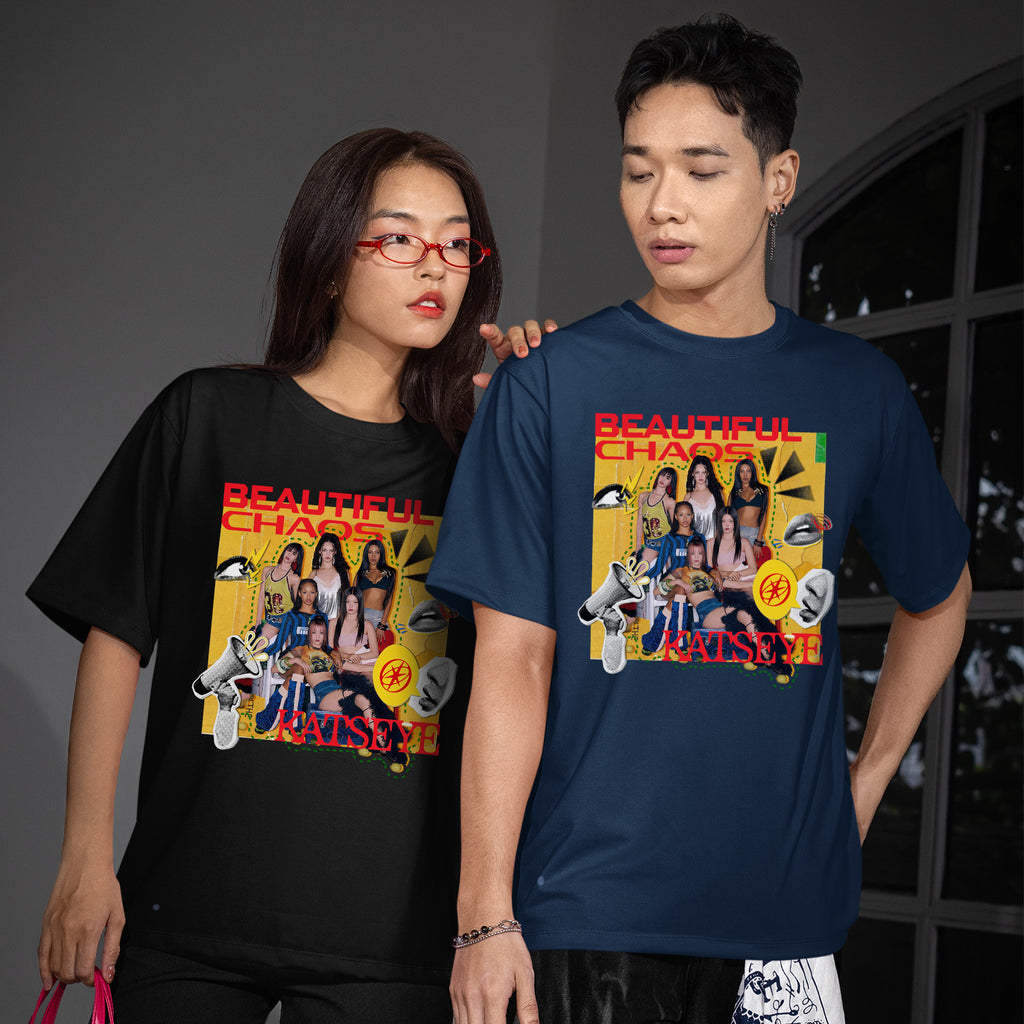 KATSEYE Beautiful Chaos Graphic T-Shirt - Couple view, Y2K kpop concert tee