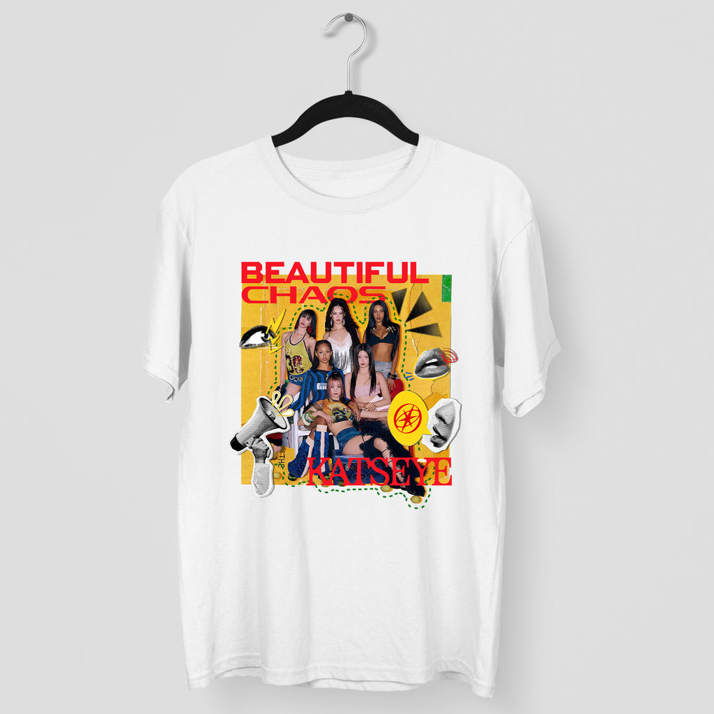 KATSEYE Beautiful Chaos Graphic T-Shirt - Main view, Y2K kpop concert tee