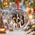 KATSEYE Winter White Custom Name Ornament - glass round ornament, fan-made kpop personalized Christmas ornament