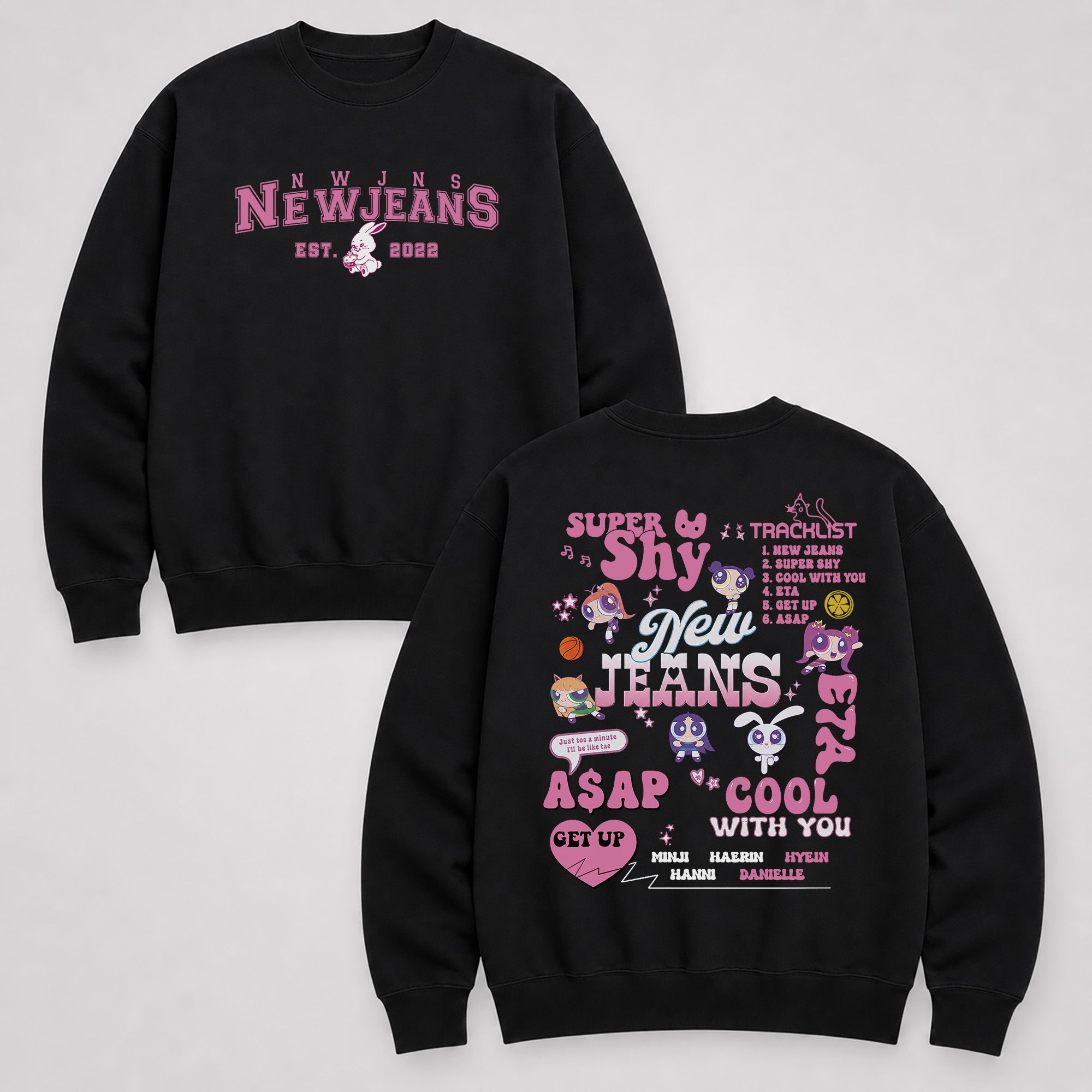 NewJeans Cute Super Shy Sweatshirt - Main view, Y2K kpop concert sweatshirt