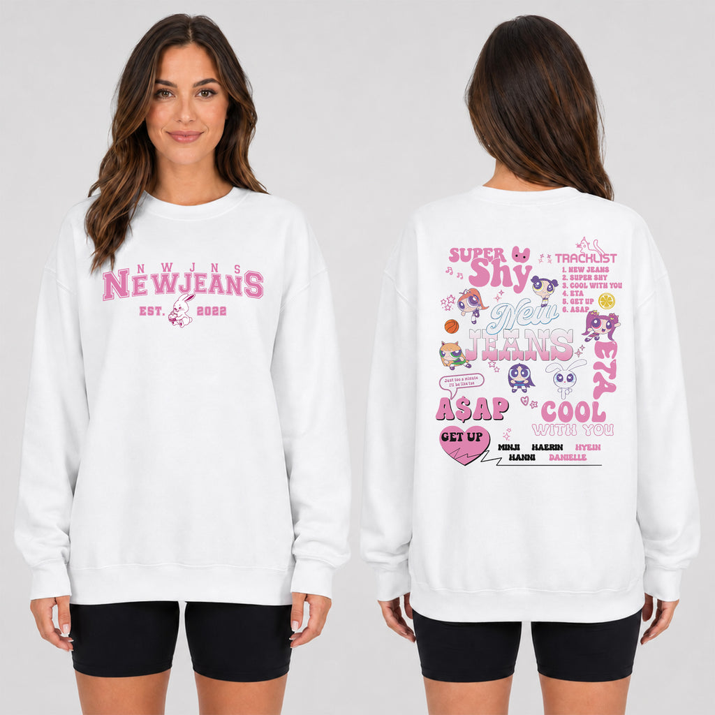 NewJeans Cute Super Shy Sweatshirt - Women view, Y2K kpop concert sweatshirt
