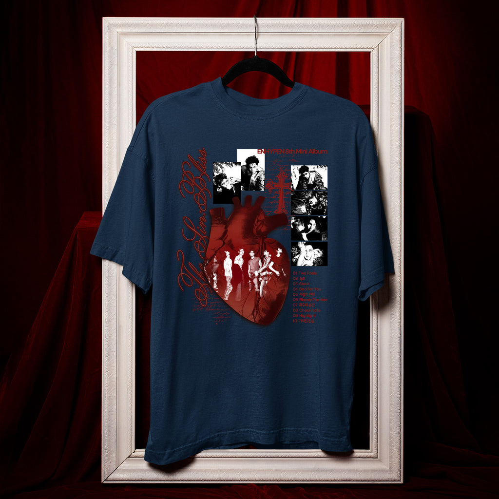 ENHYPEN THE SIN BLISS 8th Mini Album T-Shirt - Hang view, Y2K kpop concert tee