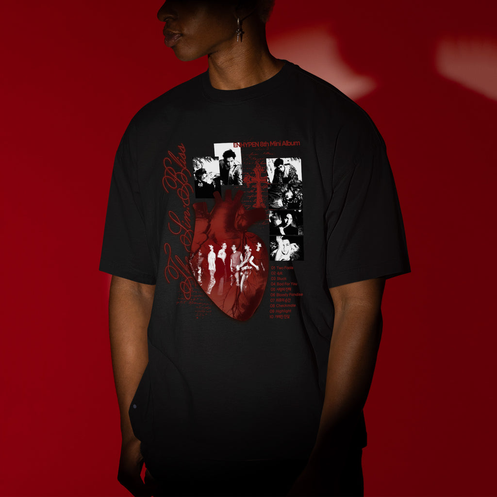 ENHYPEN THE SIN BLISS 8th Mini Album T-Shirt - Men view, Y2K kpop concert tee